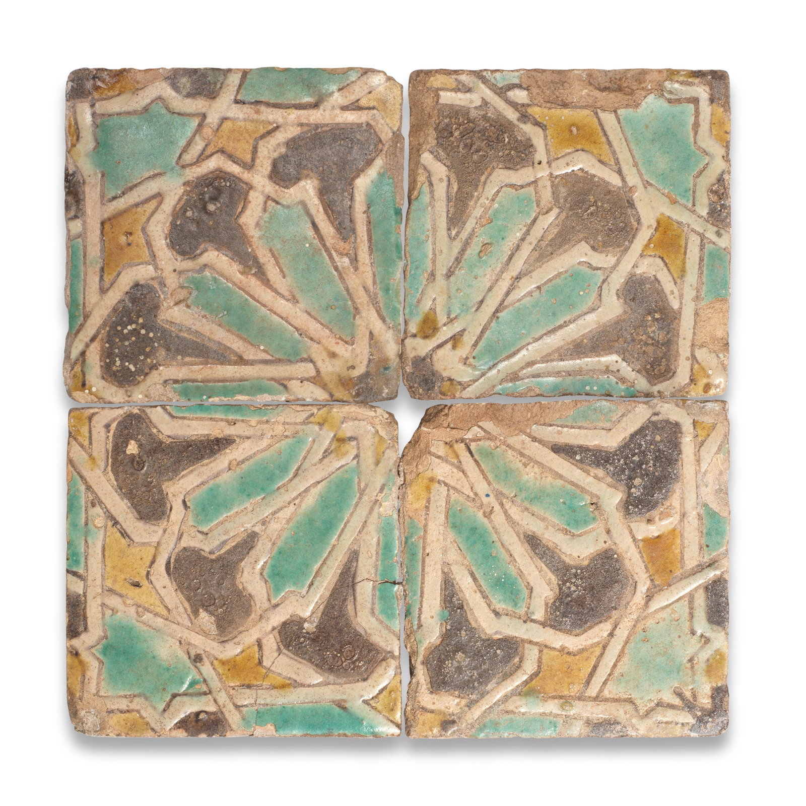 An Andalusian cuerda seca pottery panel Southern Spain, 15th Century (4) (1 of 1)