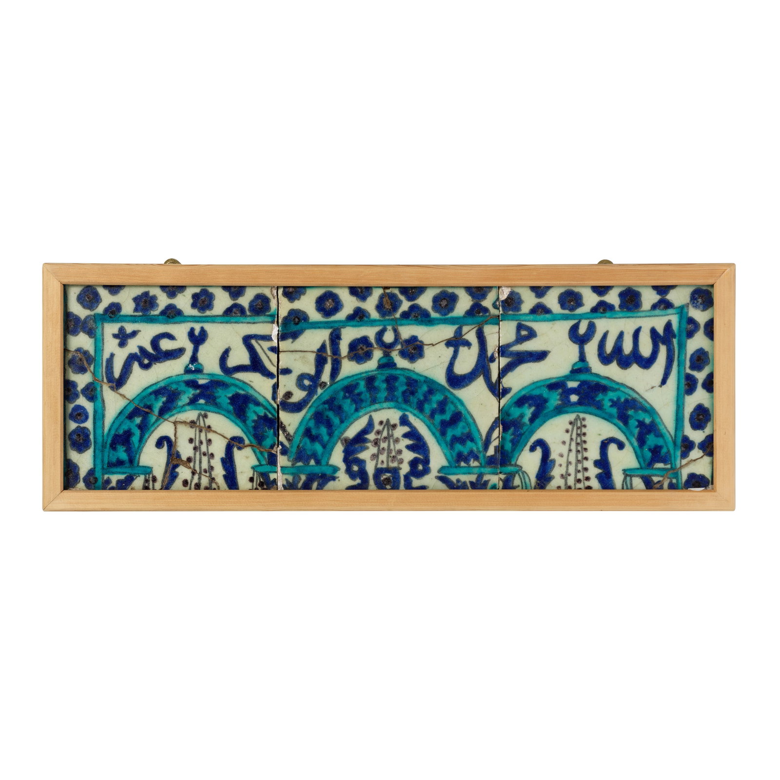 Three Damascus underglaze-painted pottery 'mosque' tiles, Syria, 18th Century (1 of 1)