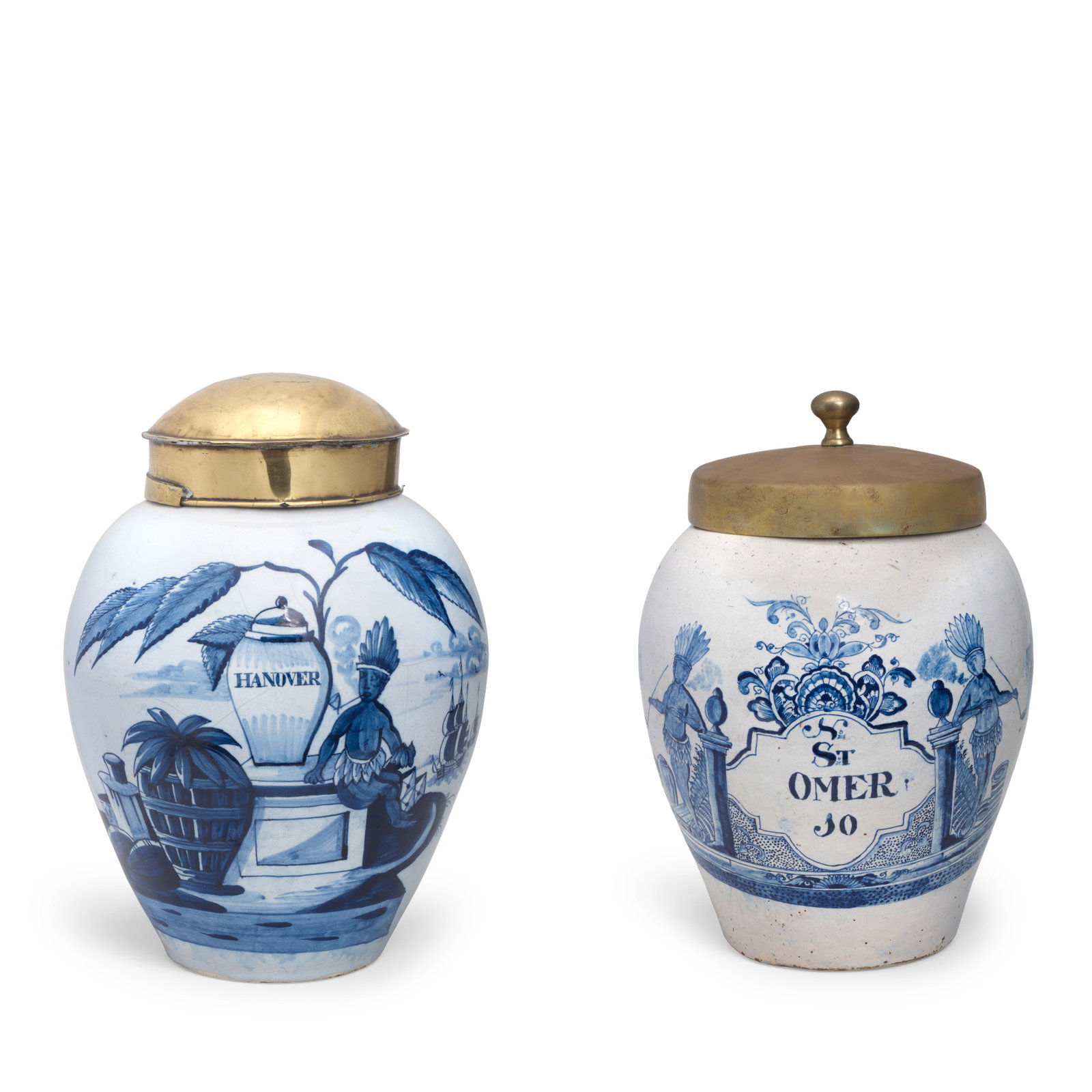 Two Dutch Delft tobacco jars, one 'de Drie Klokken' factory, the other 'De Porceleyne Blijl' fac... (1 of 1)