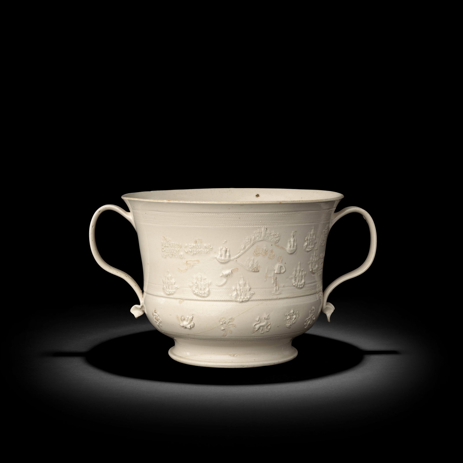 Portobello: A Staffordshire white saltglaze loving cup, circa 1740 (1 of 1)