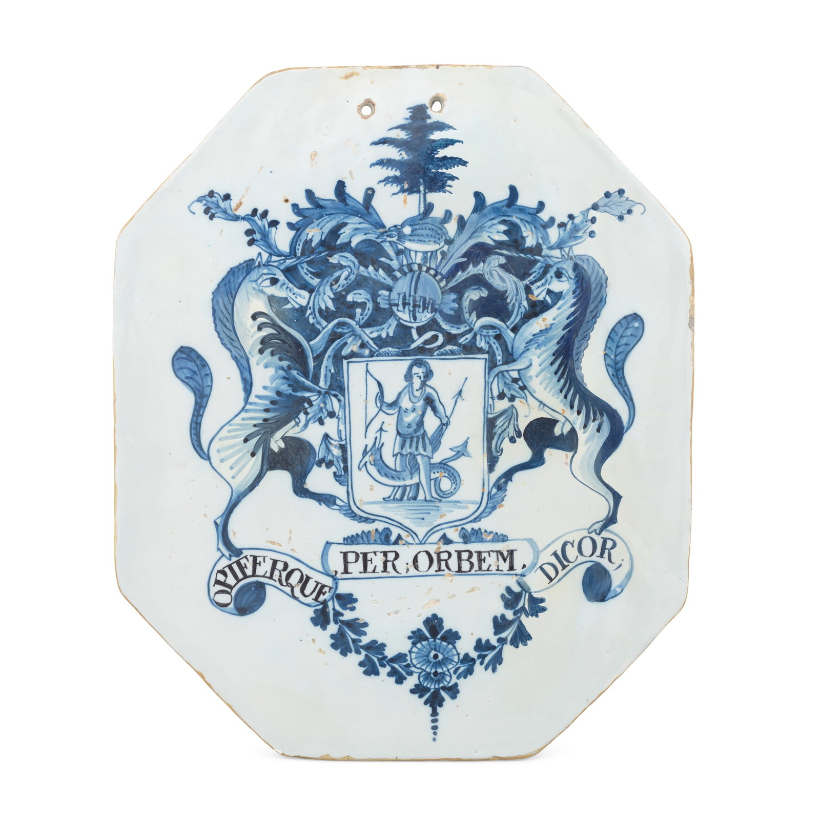A London delftware armorial pill slab, circa 1785 (1 of 1)