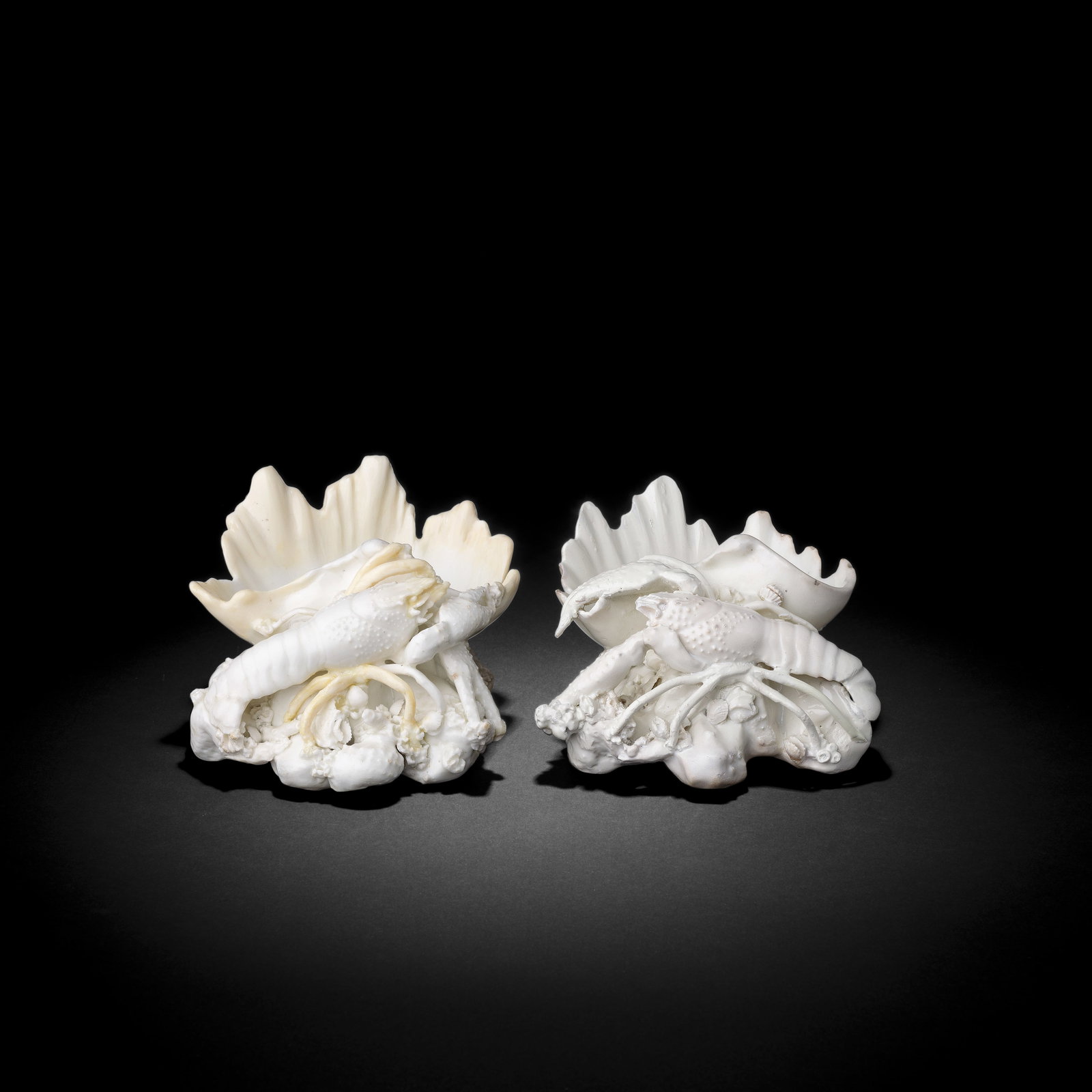 Two Chelsea white crayfish salts, circa 1745-49 (1 of 1)