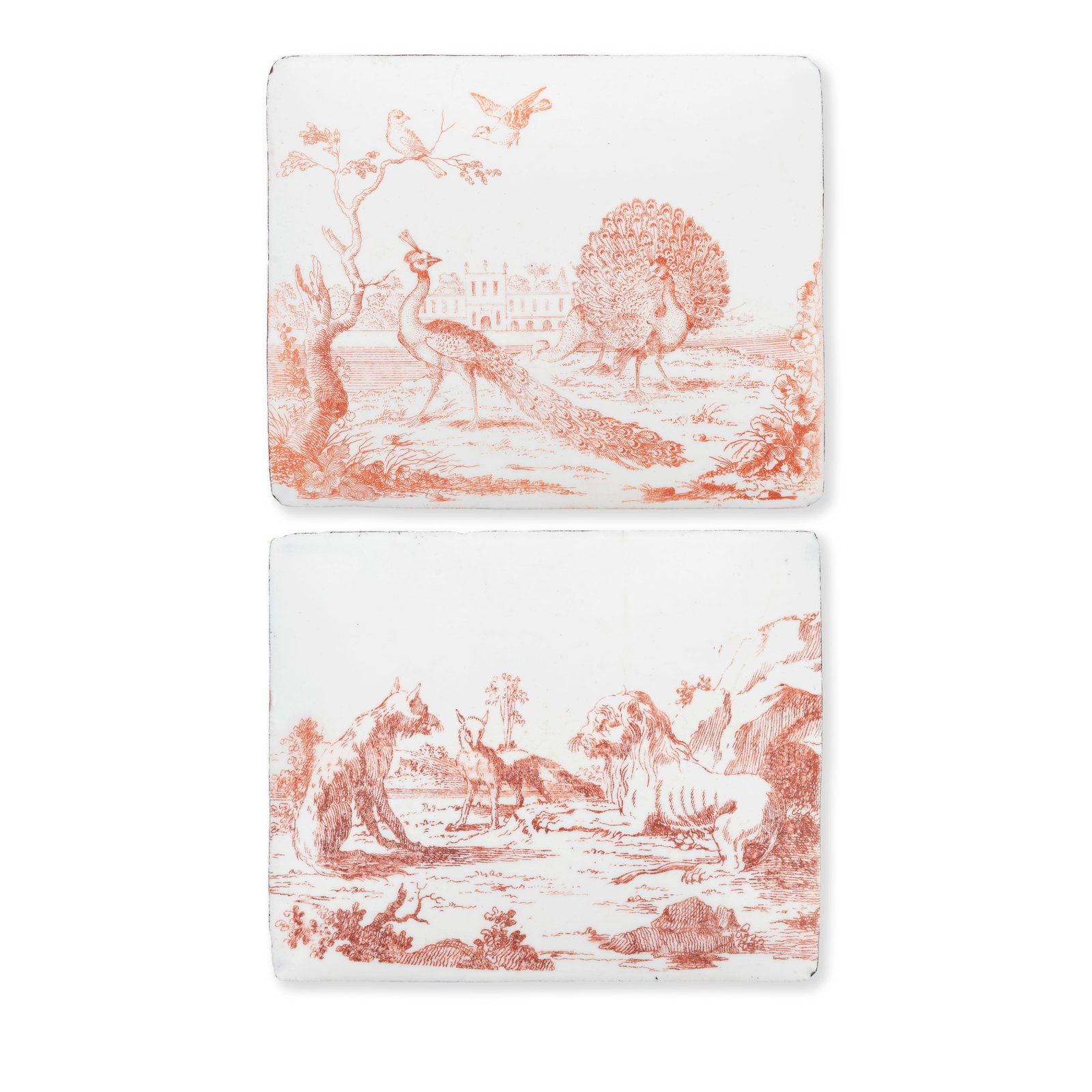 Two Battersea or Birmingham enamel 'Fable' plaques, circa 1755 (1 of 1)