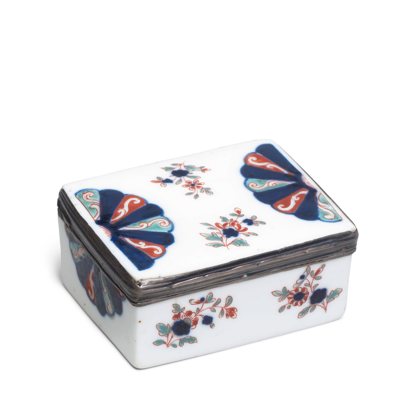A Saint-Cloud silver-mounted rectangular snuff box and cover, circa 1745 (1 of 1)