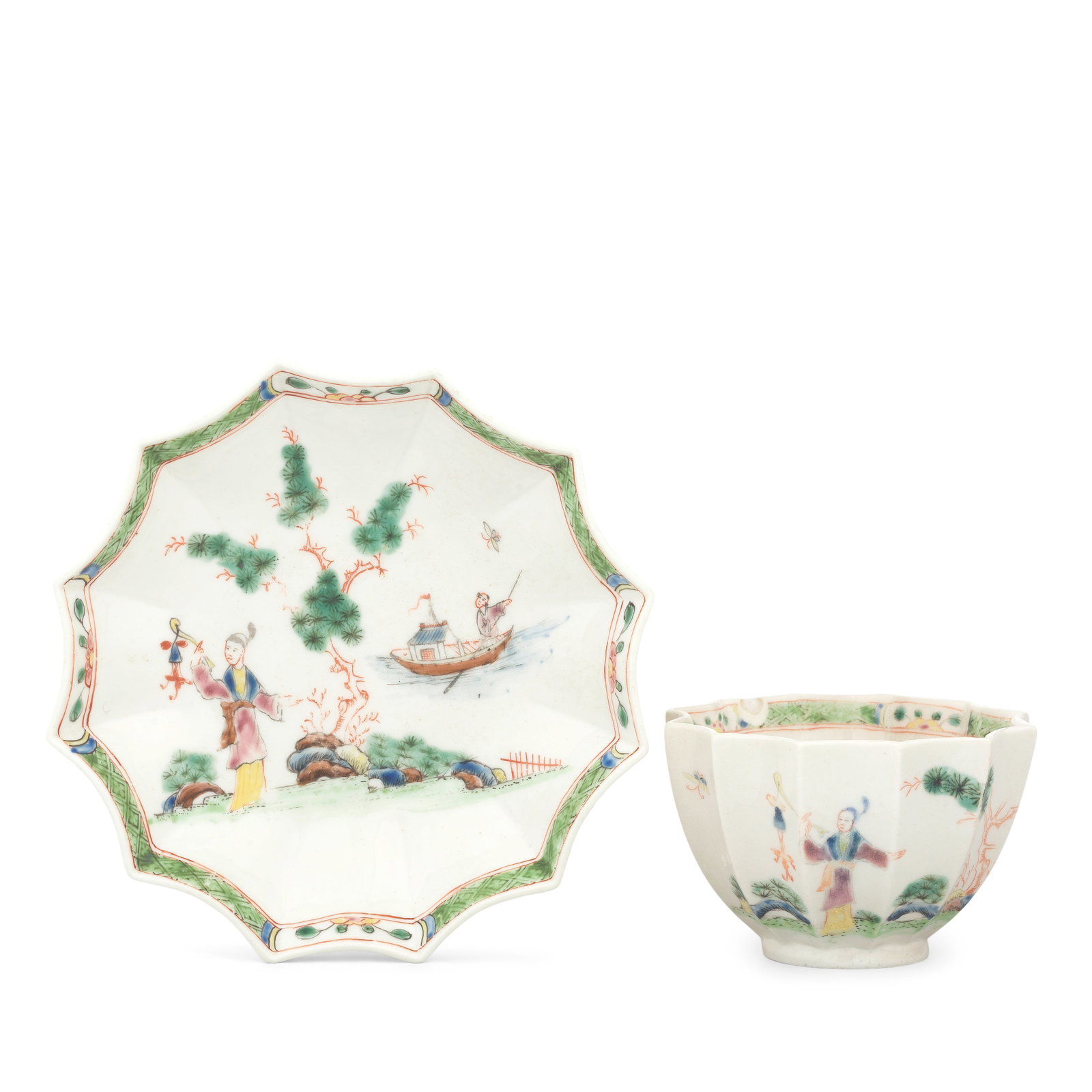 A rare Worcester twelve-sided teabowl and saucer, circa 1752 (1 of 1)