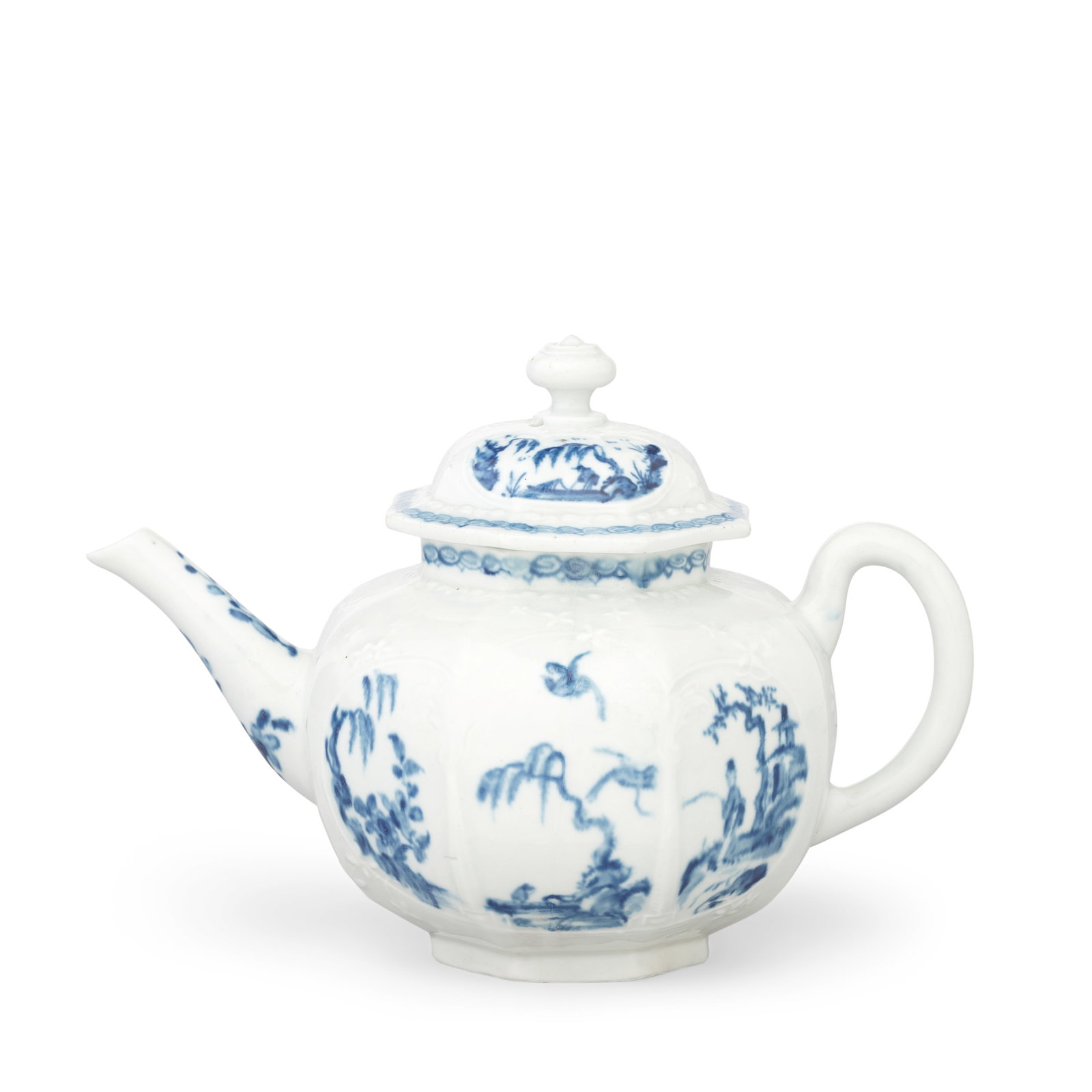A Worcester teapot and cover, circa 1754-55 (1 of 1)