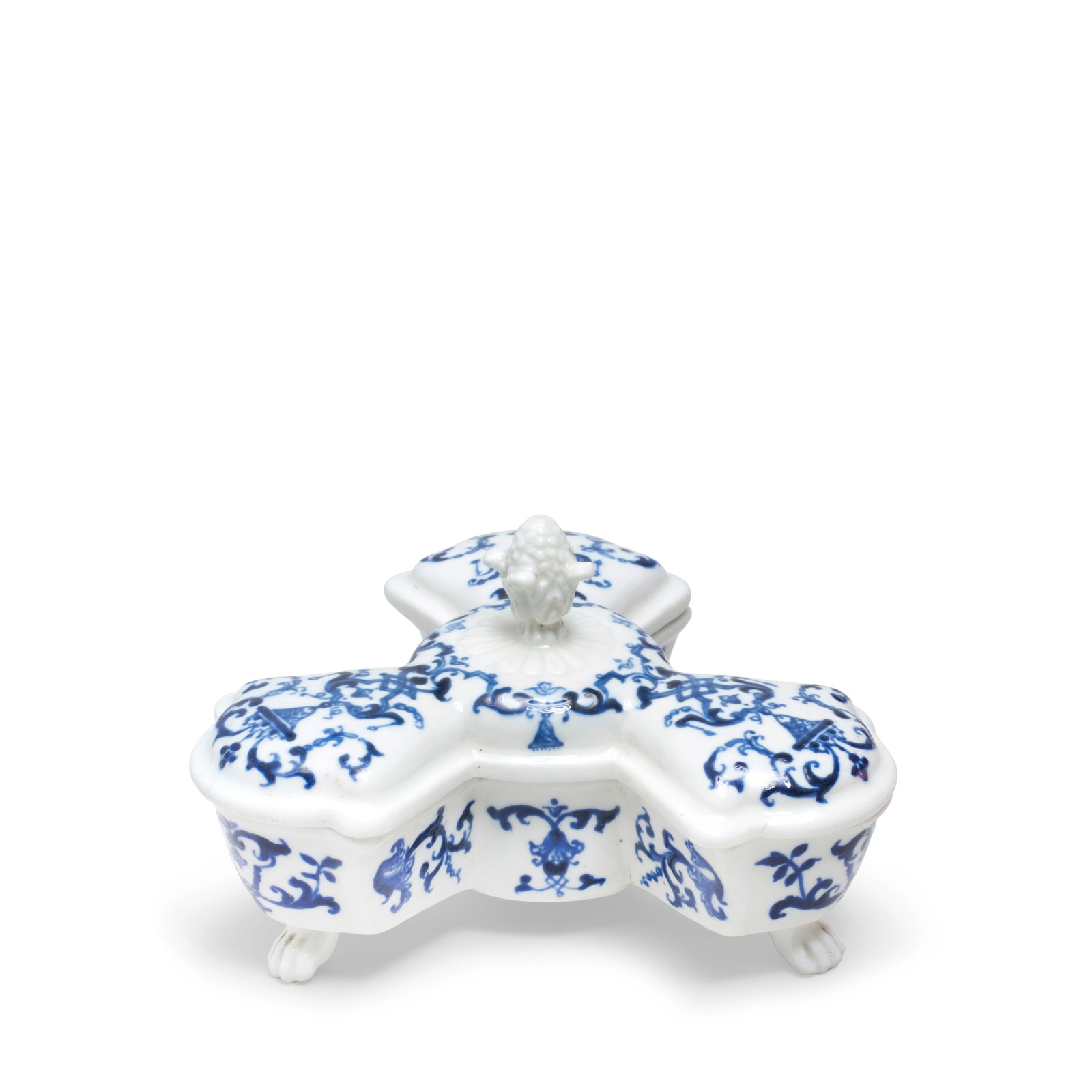 A Saint-Cloud triple spice box and cover, circa 1730-40 (1 of 1)