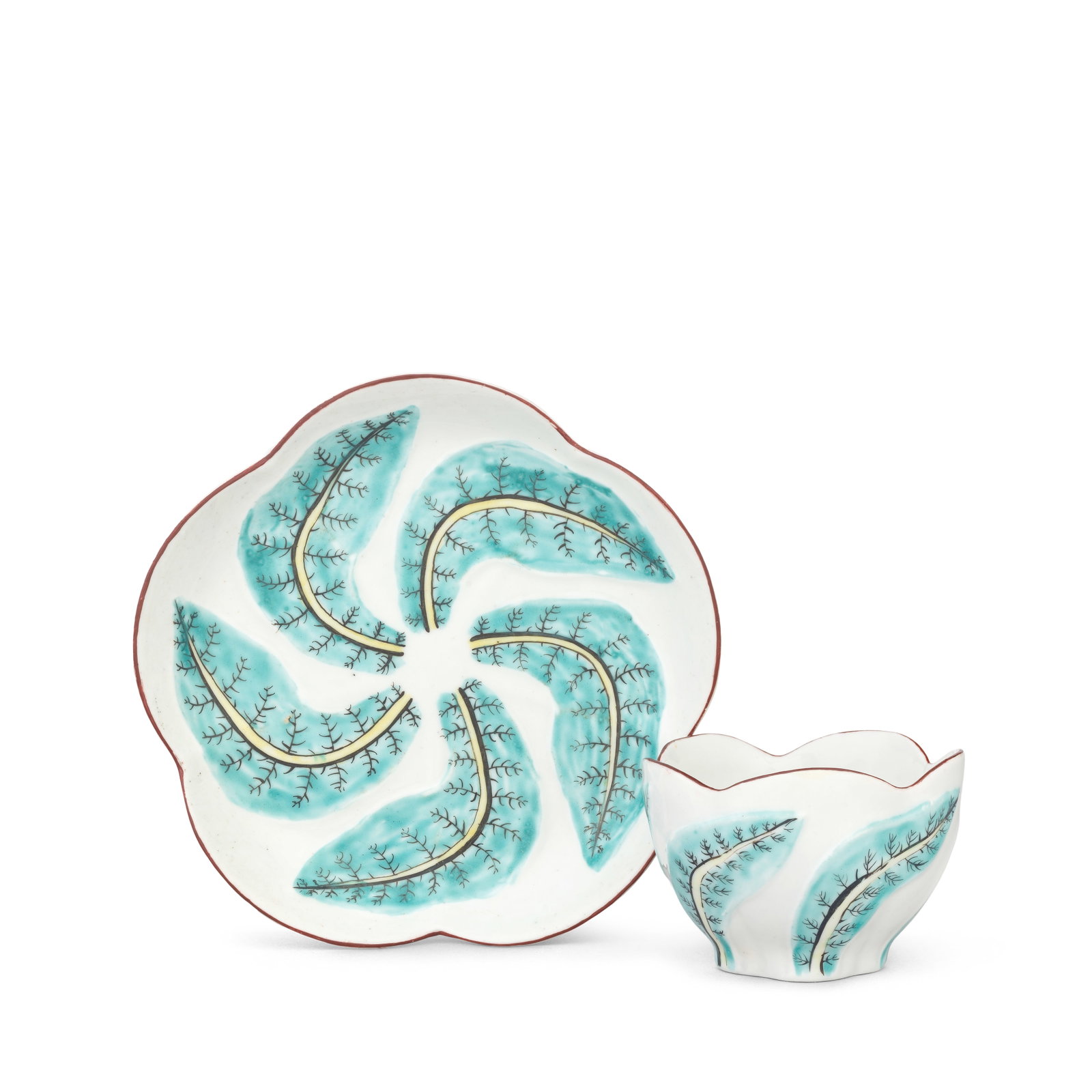A Chelsea 'scolopendrium' teabowl and saucer, circa 1750-52 (1 of 1)