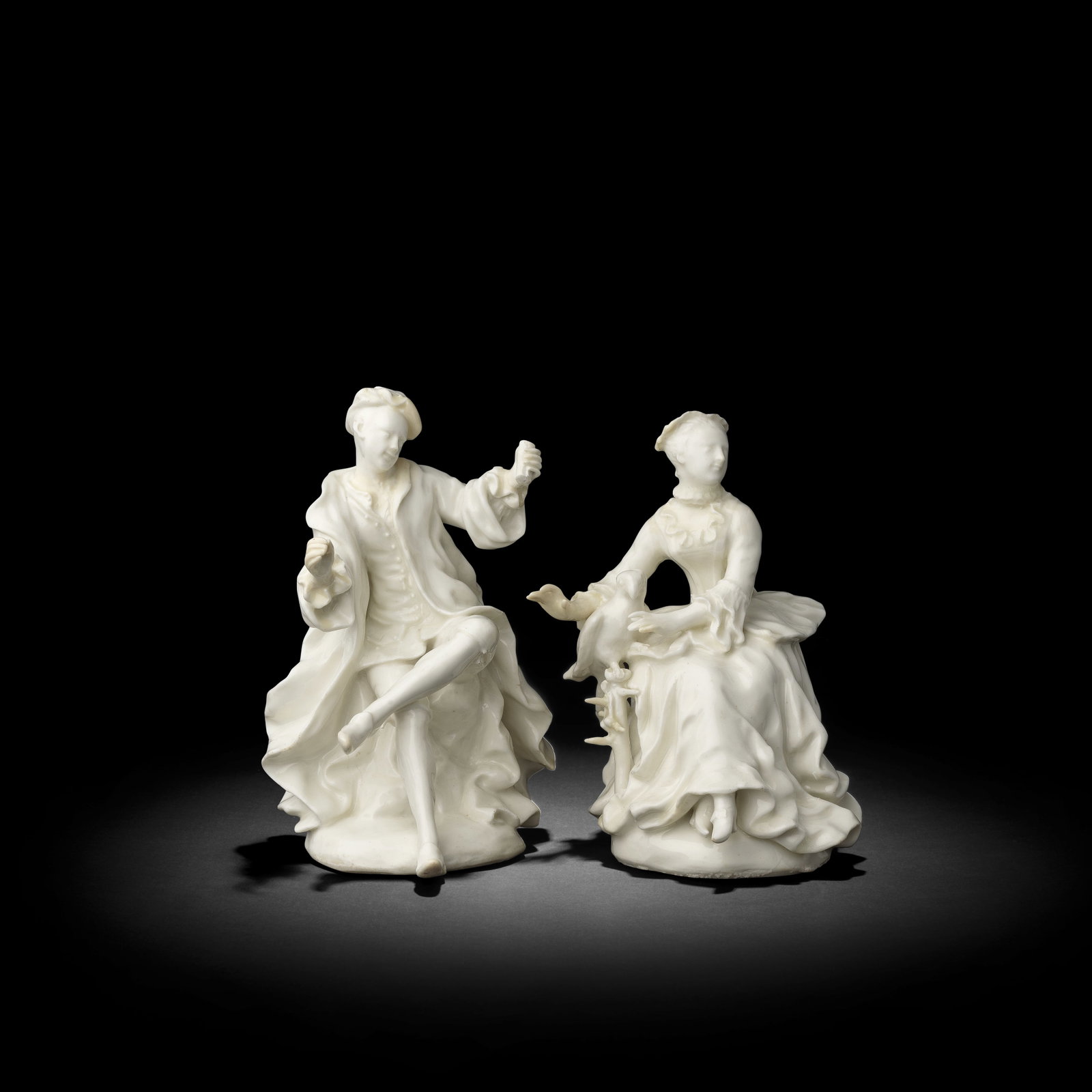 A pair of Derby white 'Dry Edge' figures of 'Sight' and 'Touch', circa 1752-55 (1 of 1)