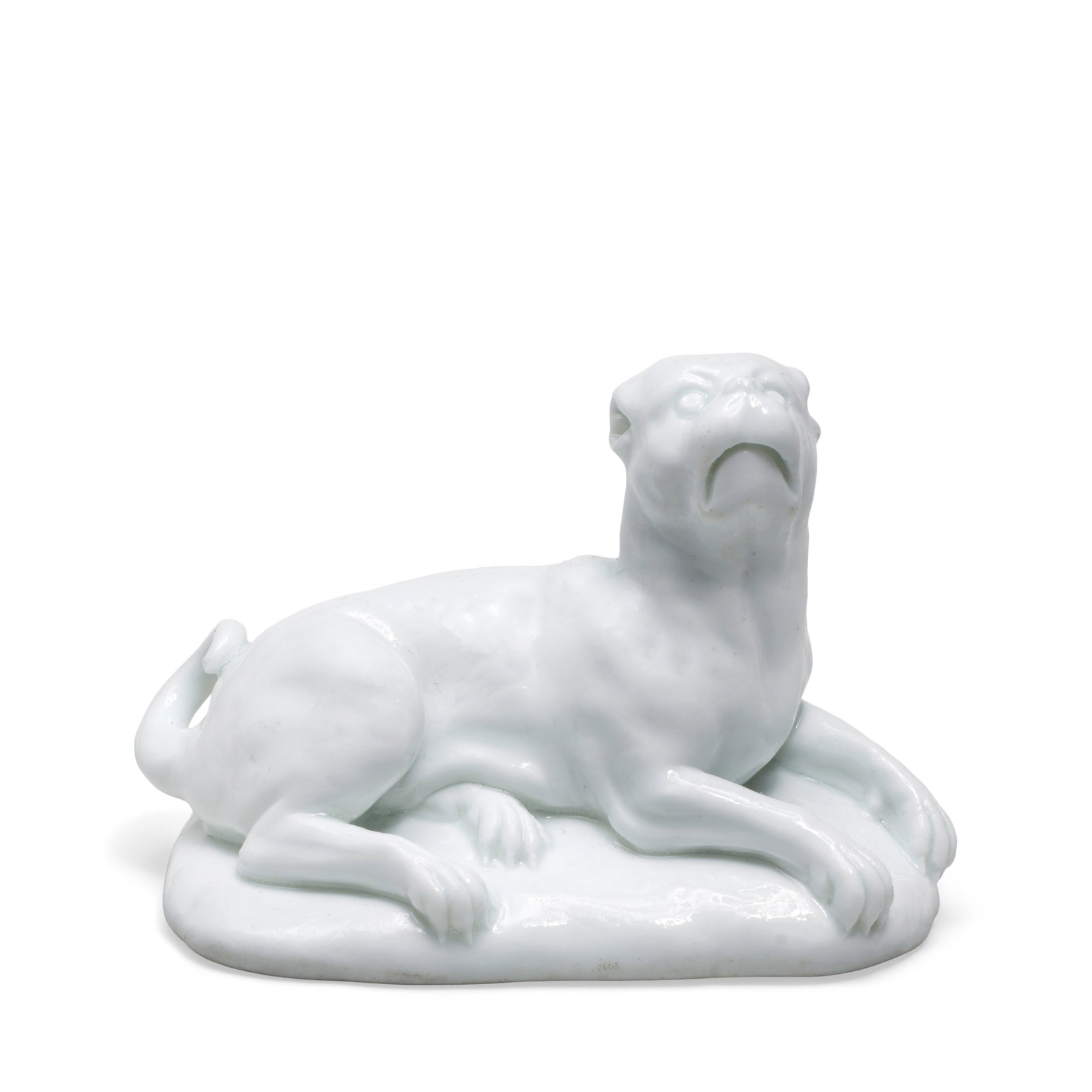 A French soft-paste white reclining pug dog, circa 1740 (1 of 1)