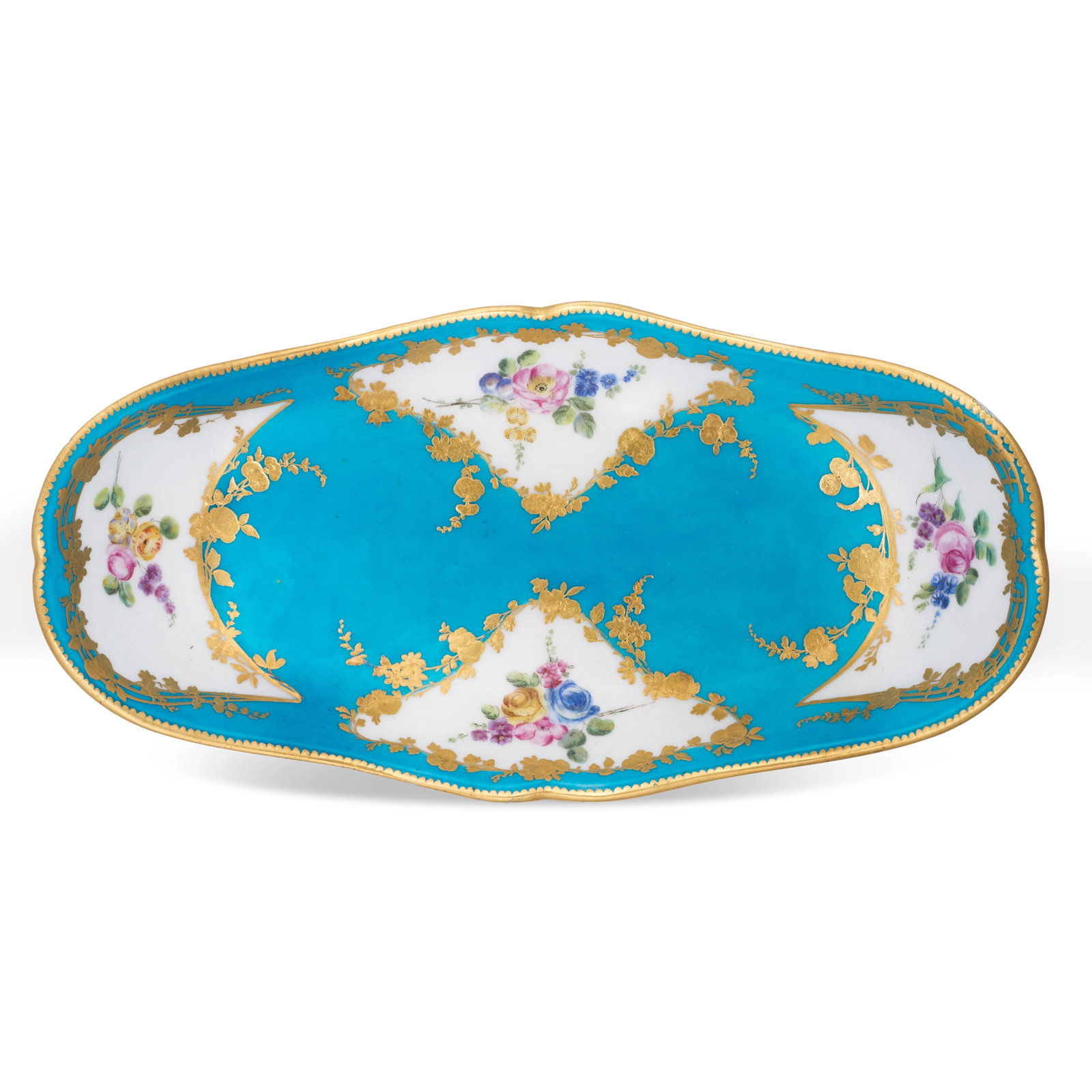 A Vincennes bleu-céleste ground stand (plateau en porte-huilier), dated 1754 (1 of 1)