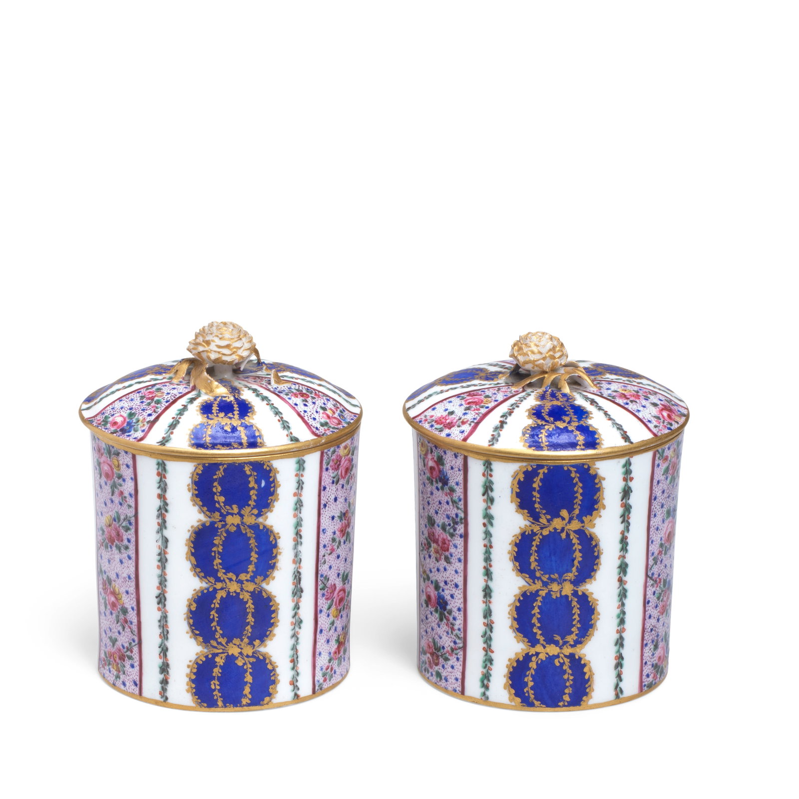 A pair of Sèvres pomade pots and covers (pot à pommade et couvercle), circa 1765 (1 of 1)