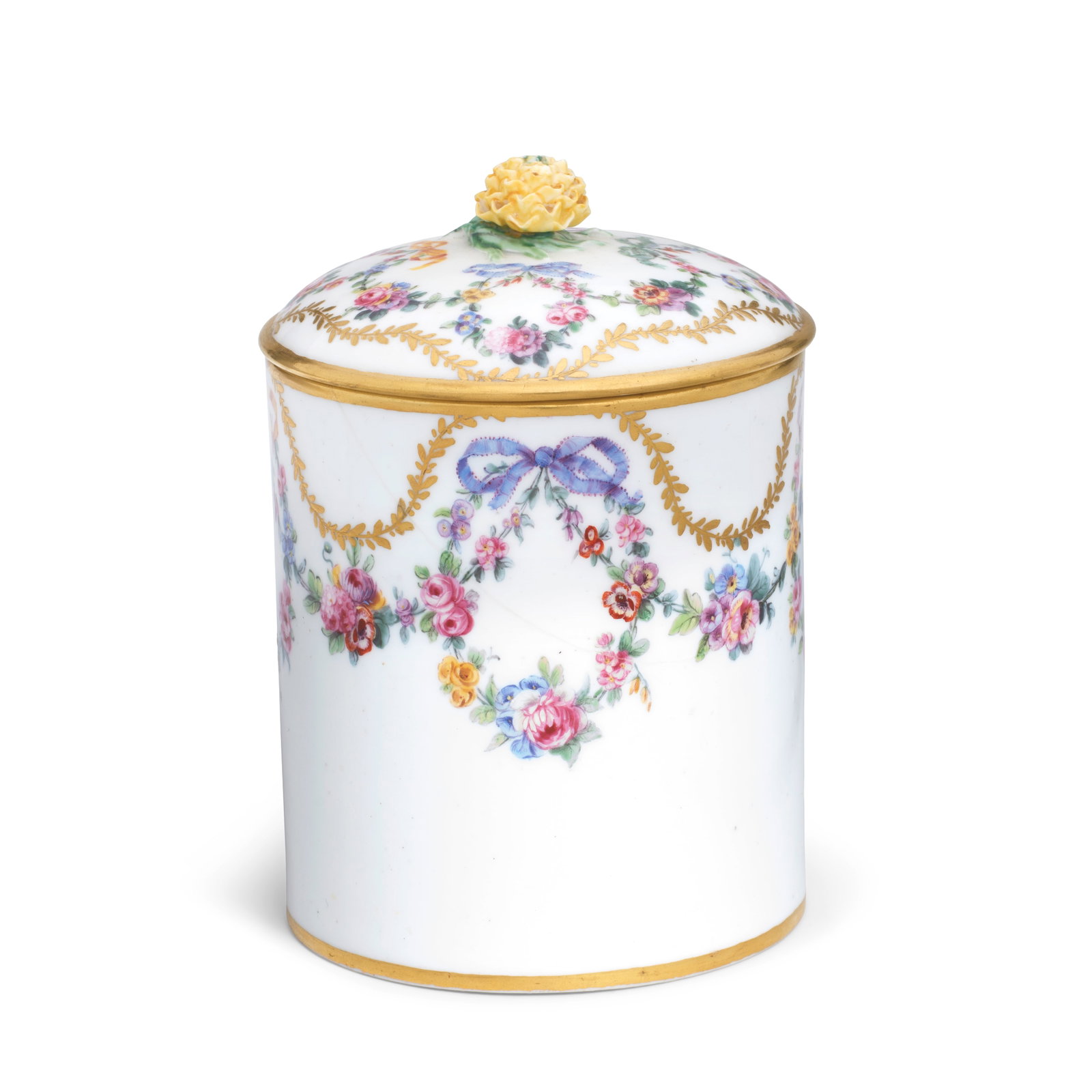 A Sèvres tobacco jar and cover (pot à tabac), dated 1772 (1 of 1)