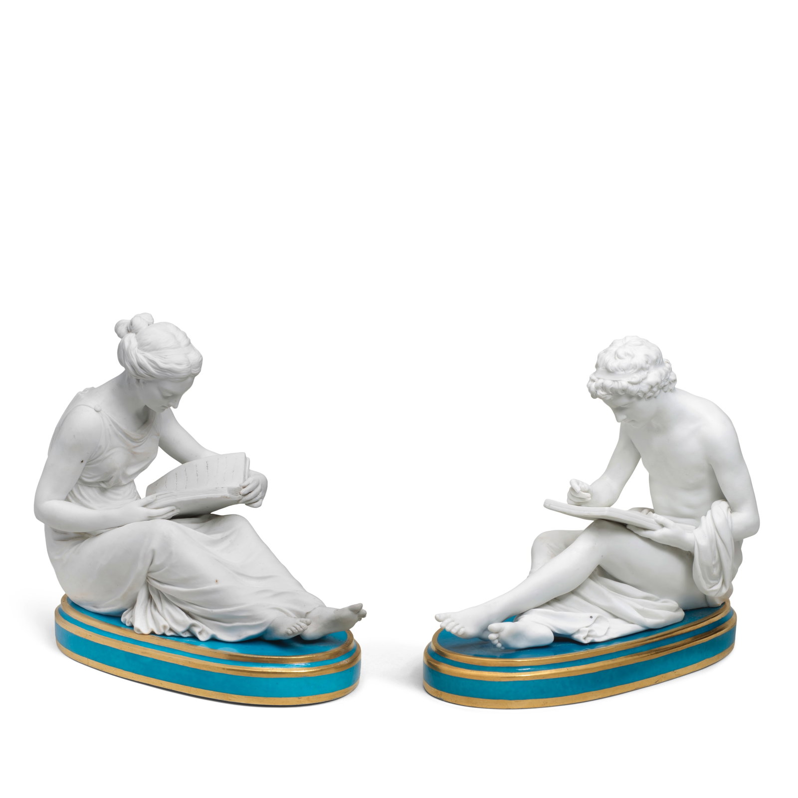 A pair of Sèvres biscuit figures 'Le philosophe' and 'L'étude', circa 1780-90 (1 of 1)