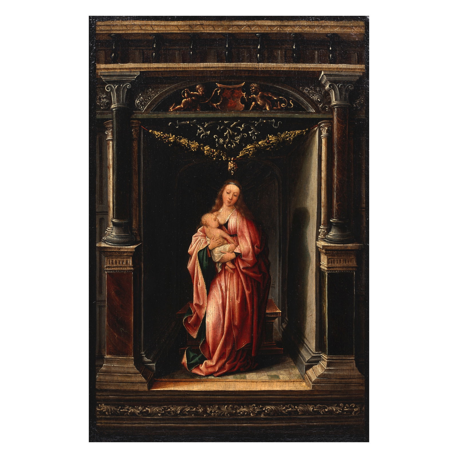 Attributed to Master of Güstrow (active Brussels 1520s) The Madonna and Child in a stone niche (1 of 1)