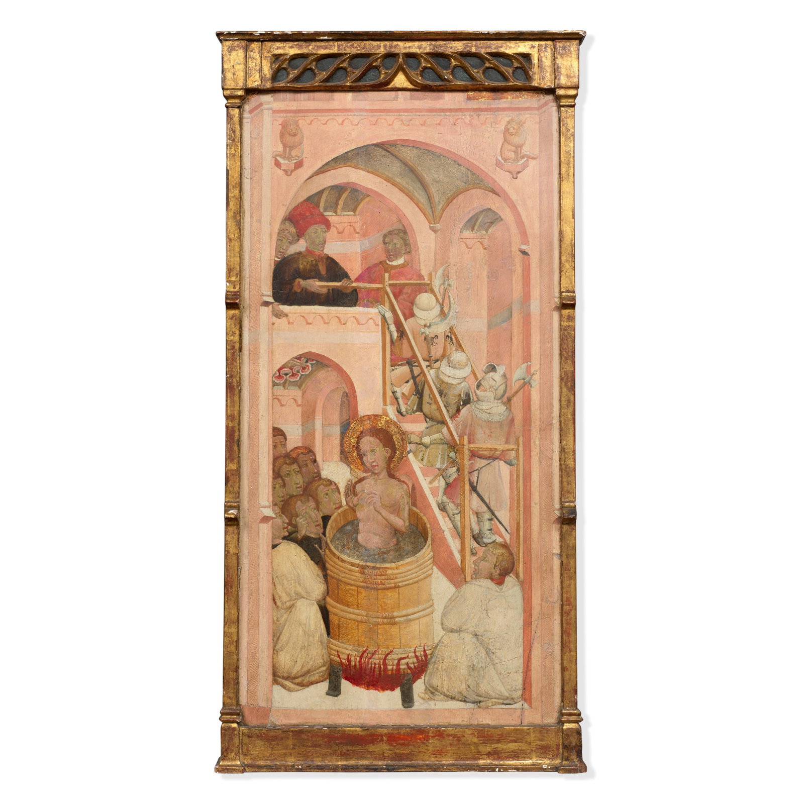 Nicolás Francés (active León, 1434-1468), and Workshop The Martyrdom of Saint Joh...: Nicolás Francés (active León, 1434-1468), and Workshop The Martyrdom of Saint John the Evangelist tempera on panel 111.3 x 56cm (43 13/16 x 22 1/16in). Footnotes: Provenance