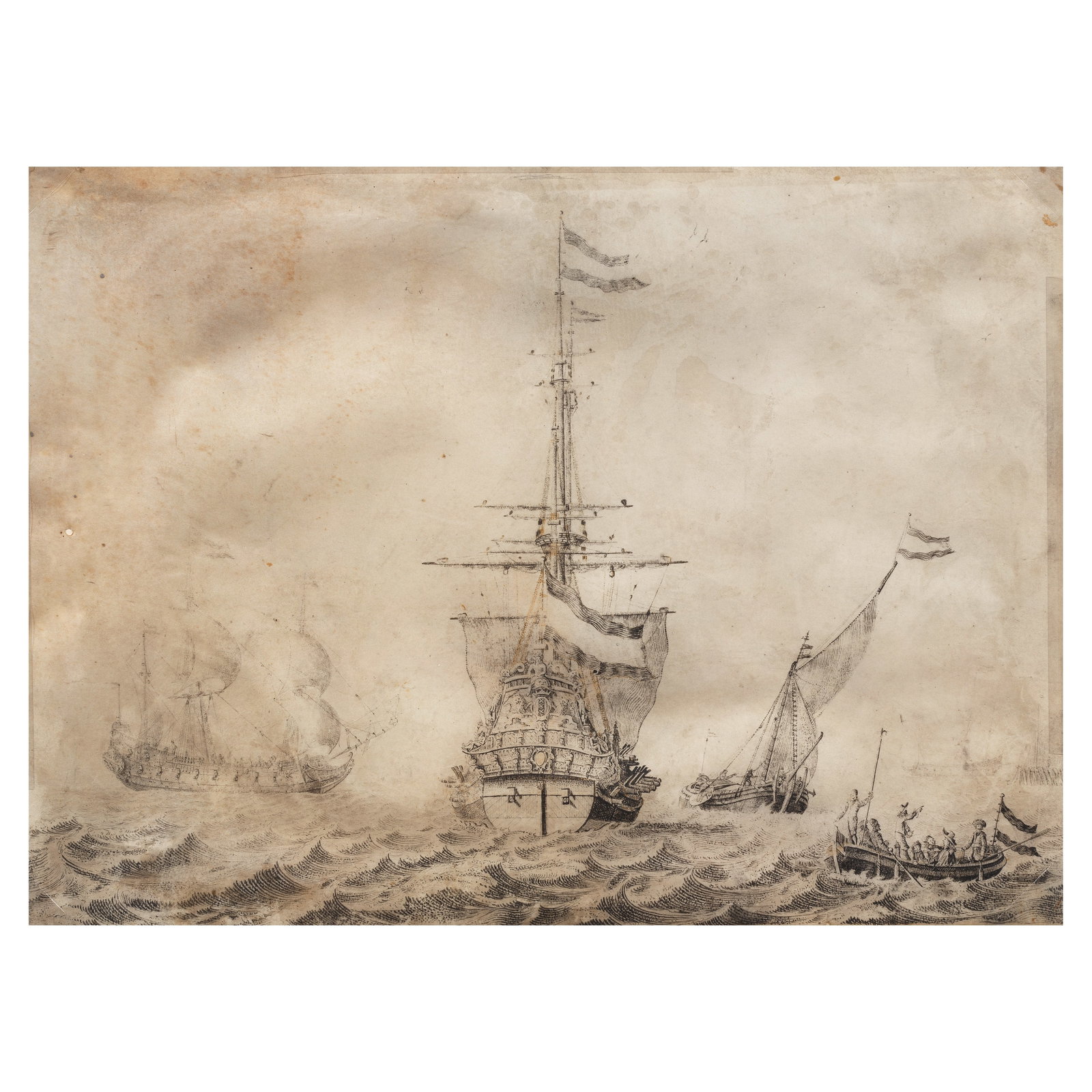 Attributed to Willem van de Velde the Elder (Leiden 1611-1693 London) A warship of the Dutch Adm... (1 of 1)