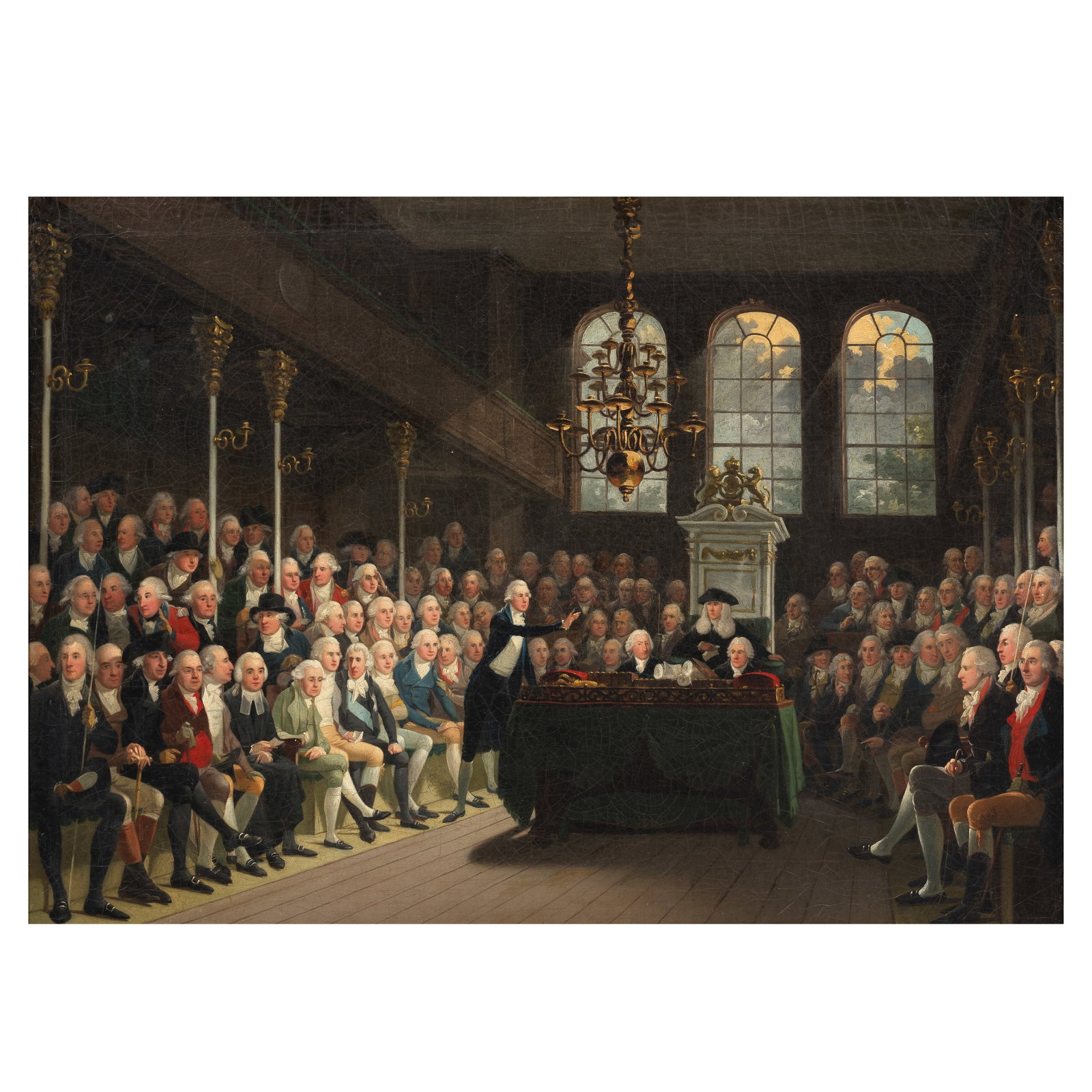 Karl Anton Hickel (Česka Lipa 1745-1798 Hamburg) William Pitt the Younger addressing the Ho...: Karl Anton Hickel (Česka Lipa 1745-1798 Hamburg) William Pitt the Younger addressing the House of Commons oil on canvas 57.3 x 80cm (22 9/16 x 31 1/2in). Footnotes: Provenance Pr