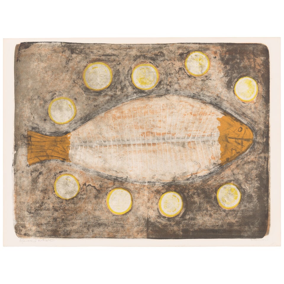 Rufino Tamayo (1899-1991); Demi-Poisson, from Mujeres (Half-Fish, from Women);: Rufino Tamayo (1899-1991) Demi-Poisson, from Mujeres (Half-Fish, from Women) (Pereda 117), 1969 Lithograph in colors on Rives BFK paper, signed in pencil and annotated 'Epreuve d'artiste' (from a numb