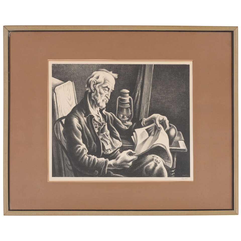 Thomas Hart Benton (1889-1975); Old Man Reading; - 2