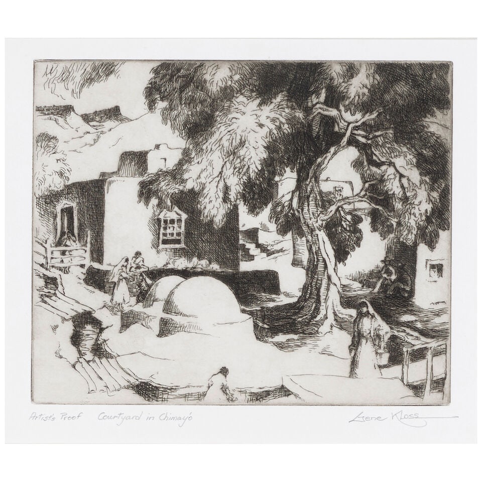 Gene Kloss (1903-1996); Pilar - On the Rio Grande; Courtyard in Chimayó; (2) - 2