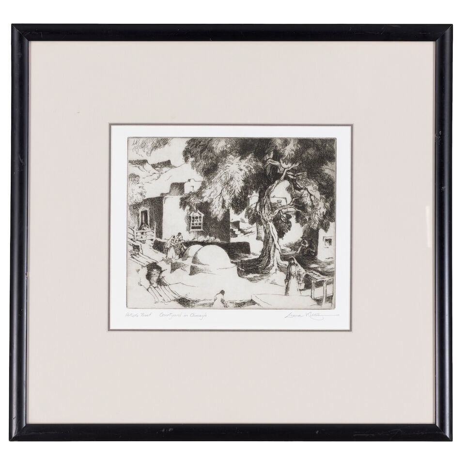 Gene Kloss (1903-1996); Pilar - On the Rio Grande; Courtyard in Chimayó; (2) - 4