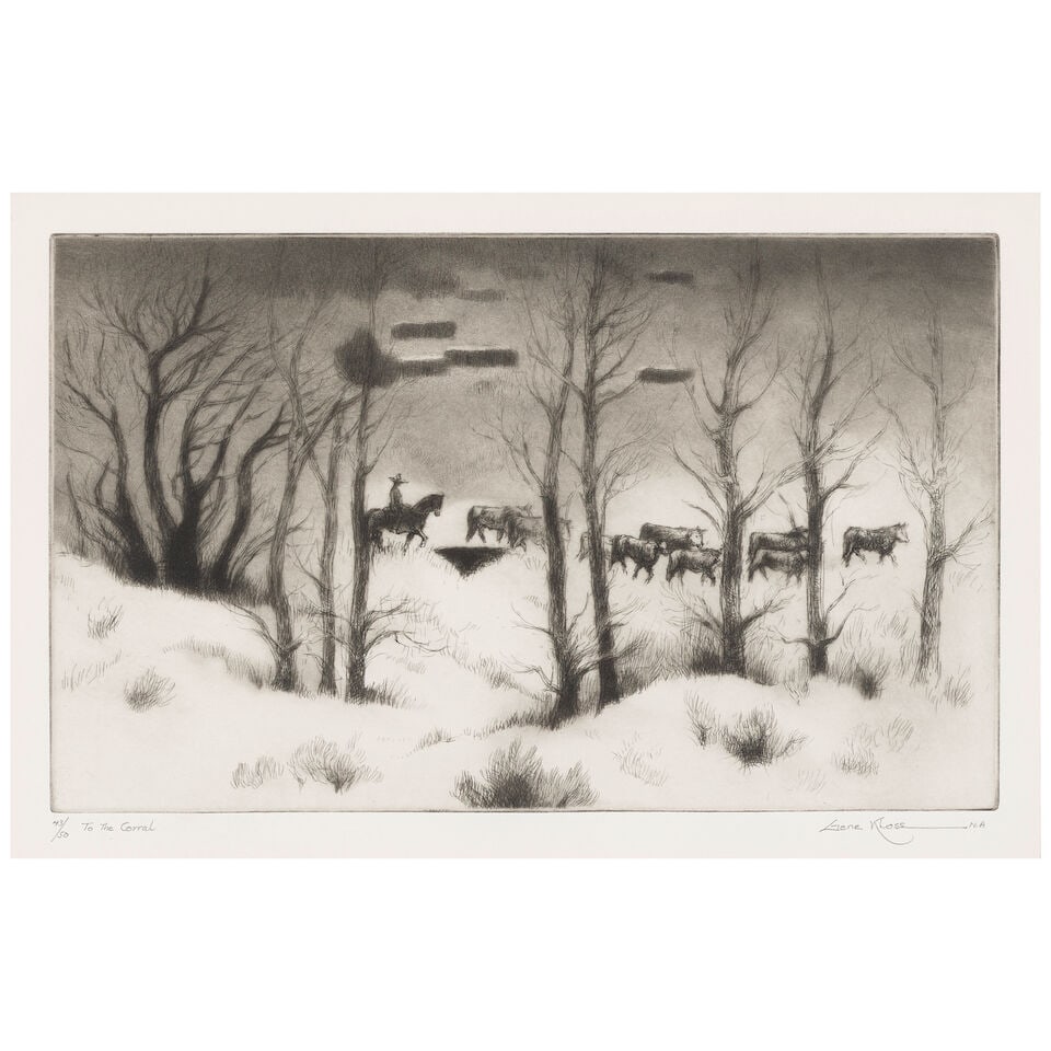 Gene Kloss (1903-1996); Three Scenic Etchings with Horses; - 3