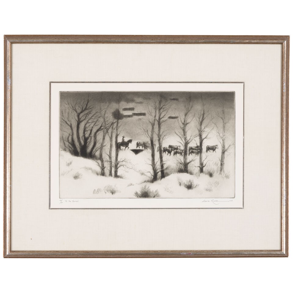 Gene Kloss (1903-1996); Three Scenic Etchings with Horses; - 6