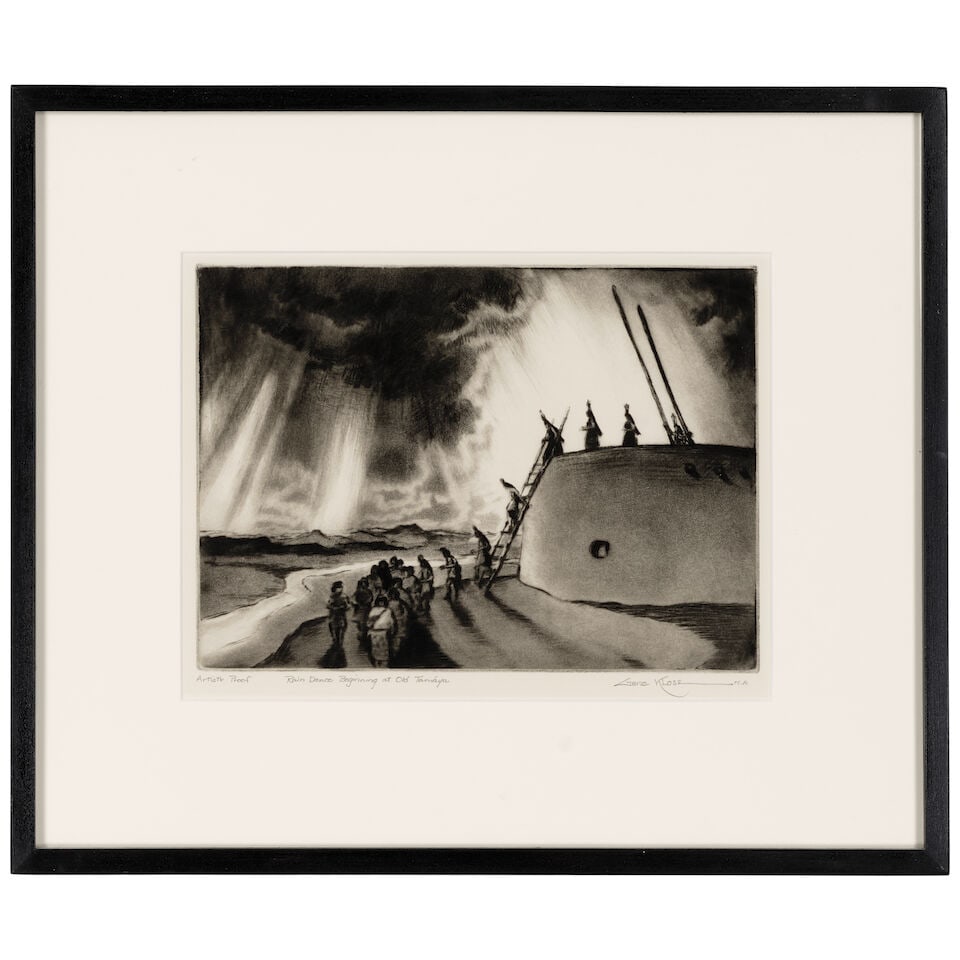 Gene Kloss (1903-1996); Rain Dance Beginning at Old Tamáya; - 2