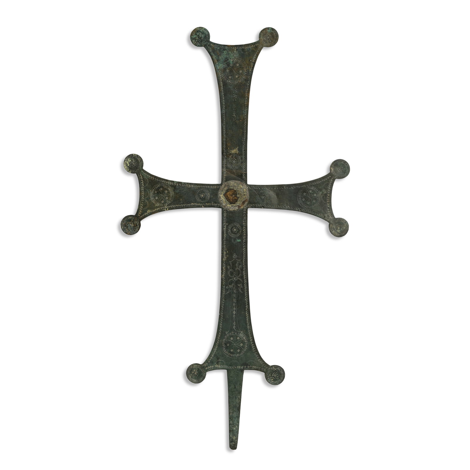 A Byzantine bronze processional cross with Greek text (1 of 1)