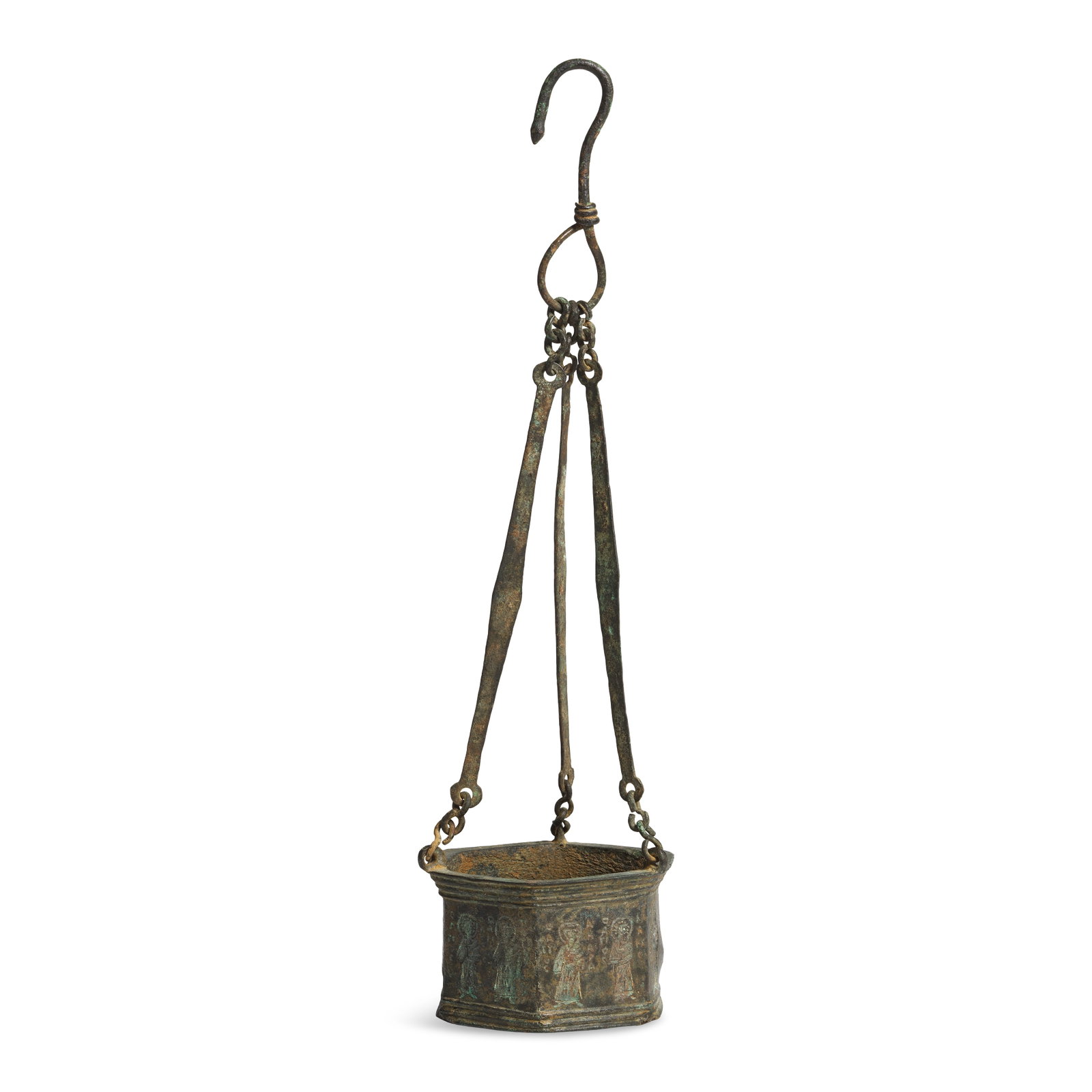 A Byzantine bronze censer of hexagonal form decorated with Saints (1 of 1)