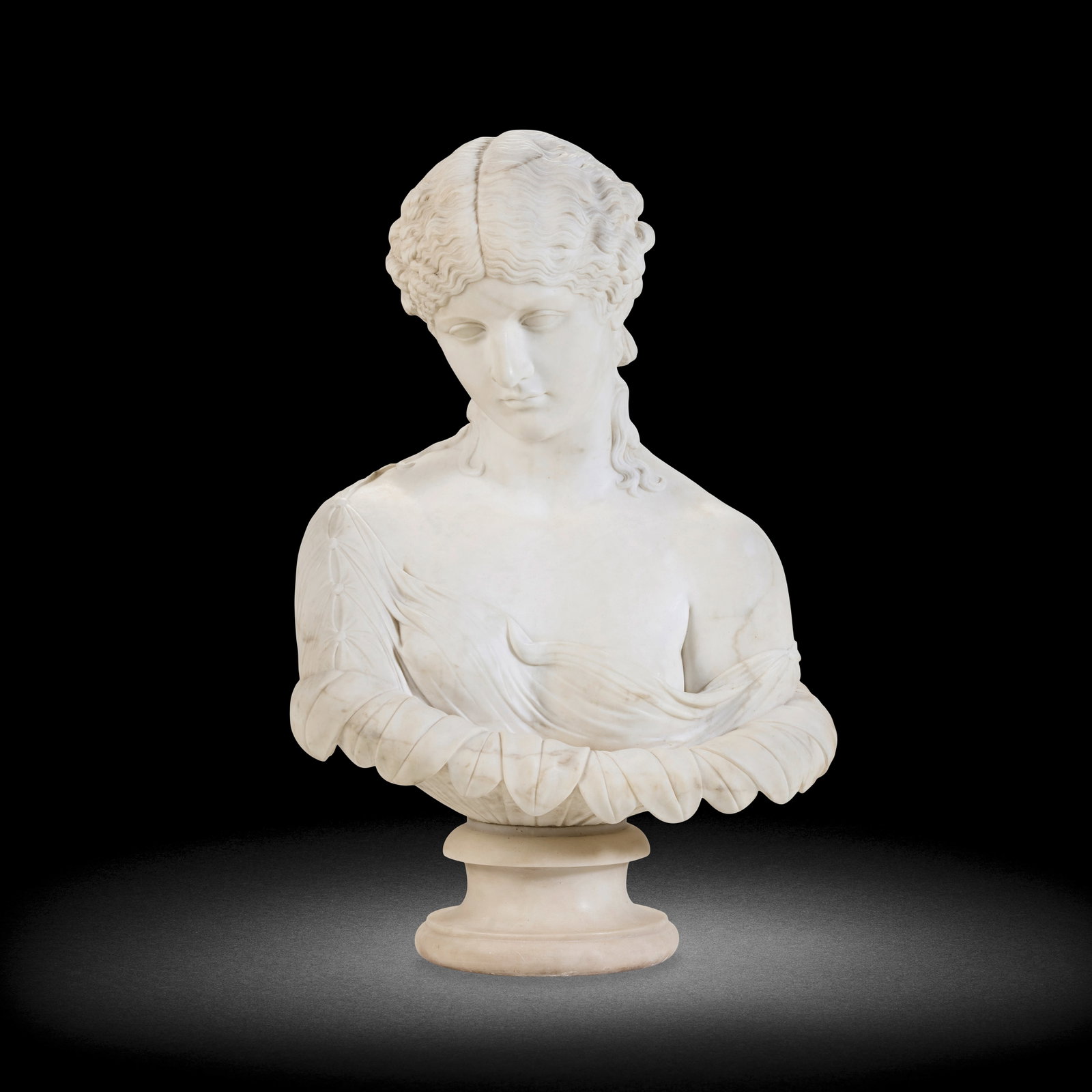 After the Antique: A good carved white marble bust of Clytie Probably English, early 19th century (1 of 1)