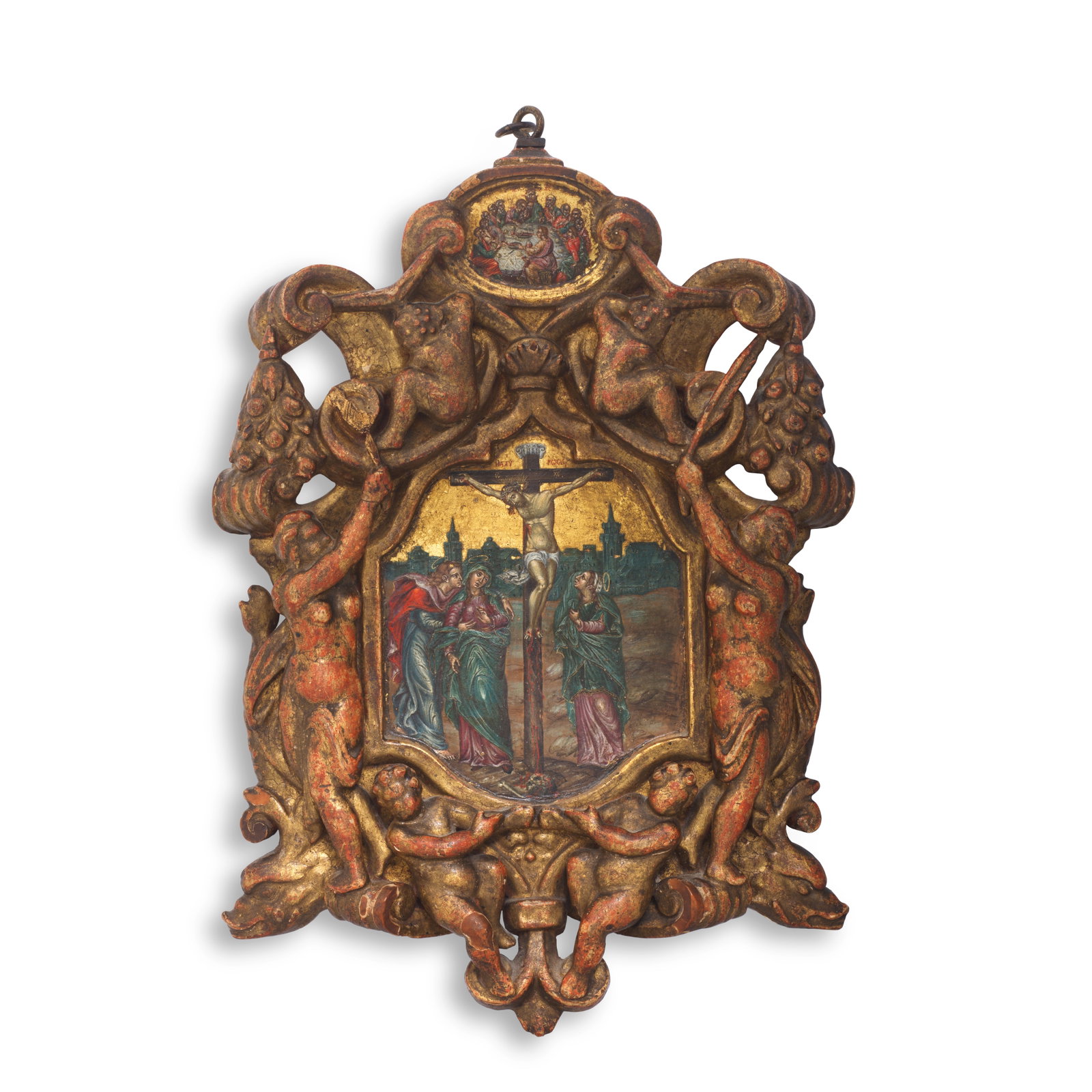 A double-sided icon with the Crucifixion and the Finding of the Cross Veneto-Cretan School, 17th... (1 of 1)
