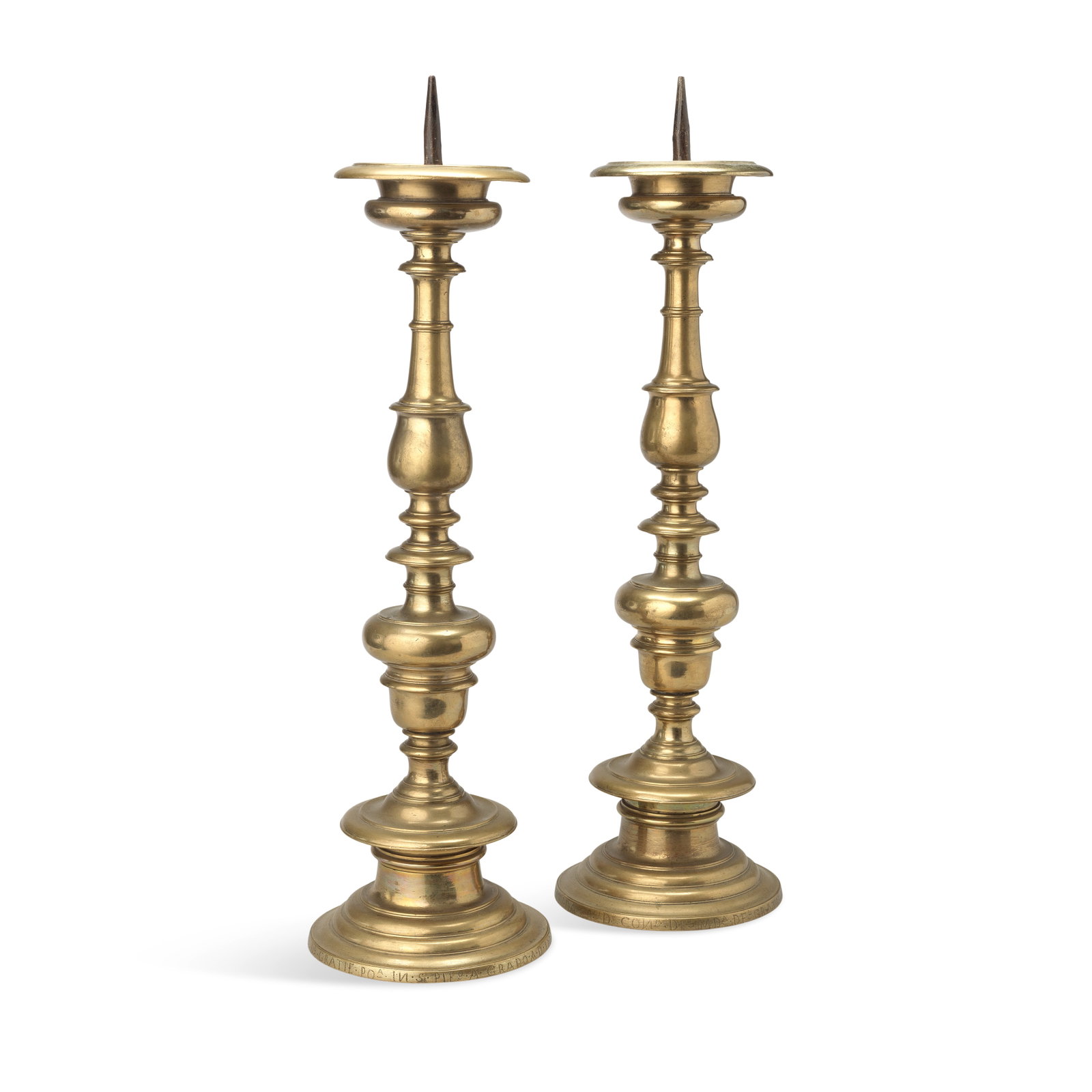A pair of Italo-Flemish brass pricket candlesticks Second half 17th century, perhaps Bologna (2) (1 of 1)