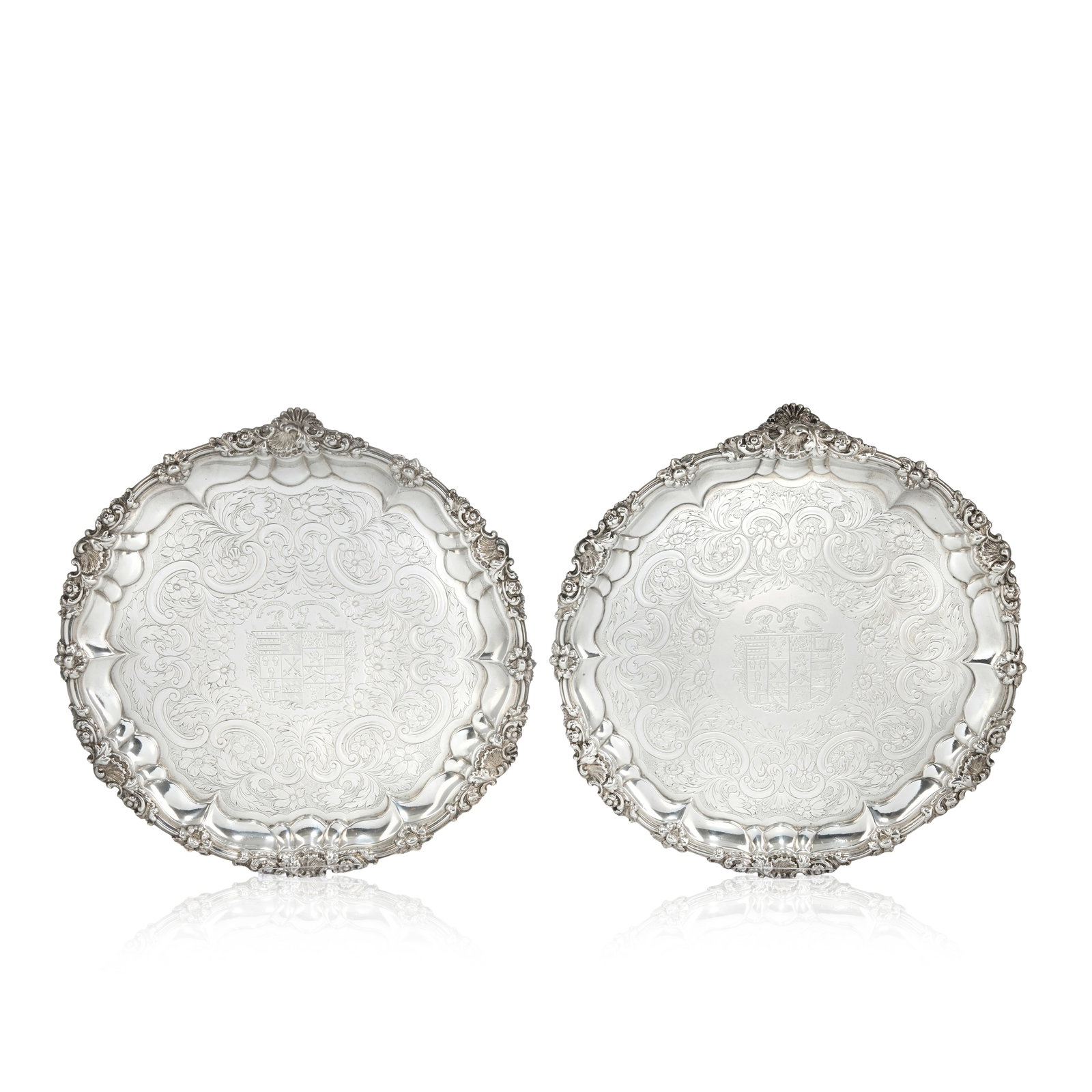 A pair of George IV silver salvers Rebecca Emes & Edward Barnard I, London 1828 (2) (1 of 1)