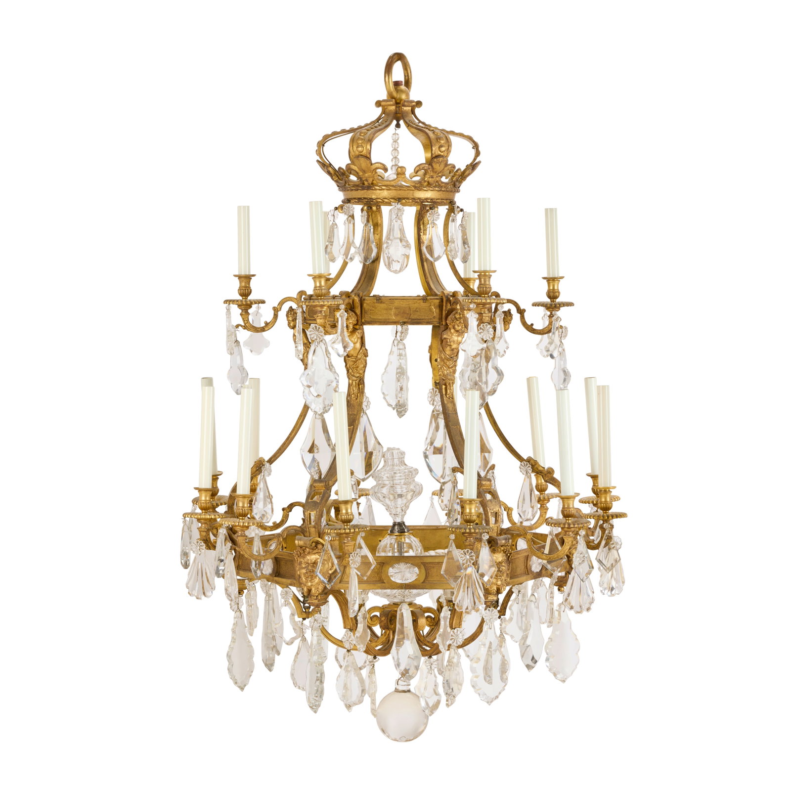 An impressive French gilt bronze and cut and moulded glass eighteen light chandelier In the Loui... (1 of 1)