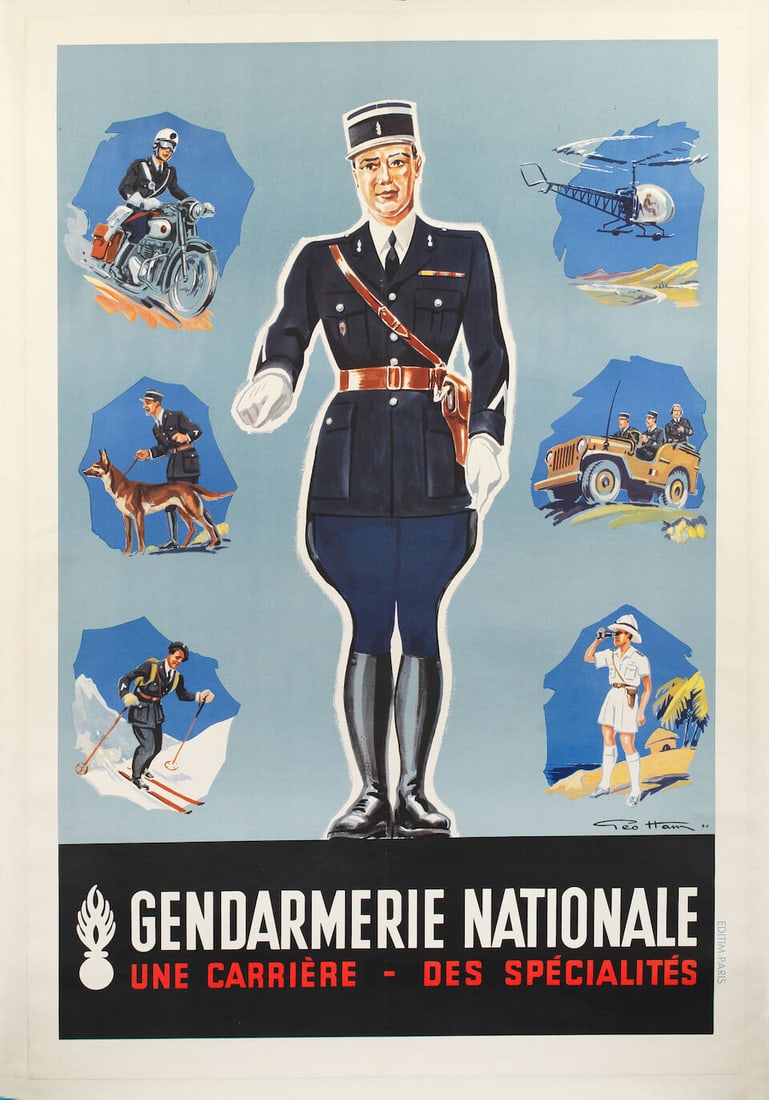 A Gendarmerie Nationale recruitment poster, after Geo Ham (Georges Hamel 1900-1972), French, 1936, (1 of 1)