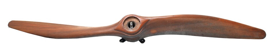 An Airco DH4 two-bladed wooden propeller, American, circa 1918,: An Airco DH4 two-bladed wooden propeller, American, circa 1918, 305cm diameter, marked 400 LIBERTY, Drg 22699 RH, G 1451. N9, on one side of the hub, marked Drg 22699 RH, D3050 P 2230 G1451 N9 on the 