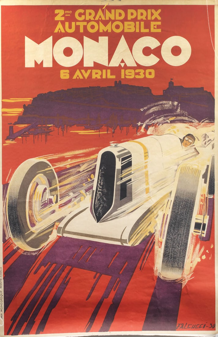2ime Grand Prix Automobile Monaco poster after Robert Falcucci(1900-1989): 2ime Grand Prix Automobile Monaco poster after Robert Falcucci(1900-1989) 1980s reprint, lithographic poster in colour, 121 x 80cm, laid on linen. Lot to be sold without reserve. For further informati