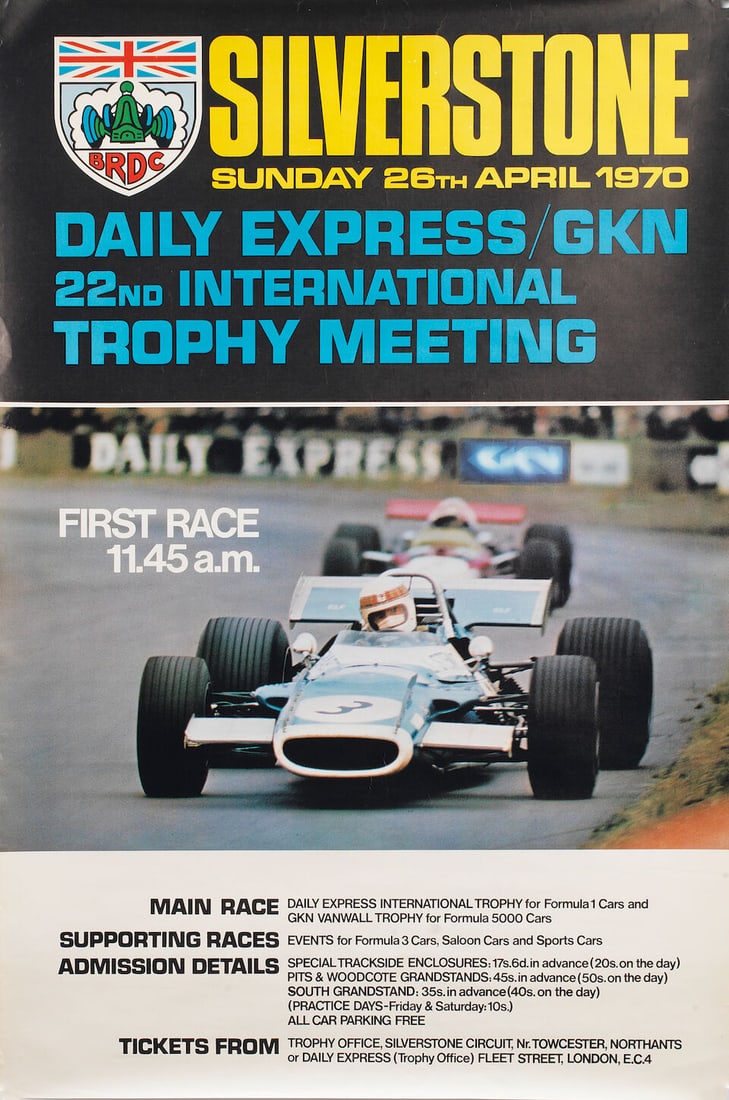 A 1967 24 Heures du Mans poster, and four British race posters, ((7)) - 4