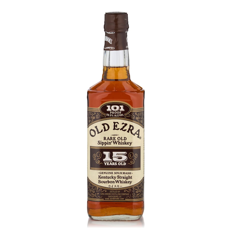 Old Ezra 15 Years Old (1 bottle, 750ml): Old Ezra 15 Years Old (1 bottle, 750ml) Region: Kentucky Alcohol content: 50.5% Notes: official bottling, bottled for the Japanese market Footnotes: United States, Bourbon Lot to be sold without