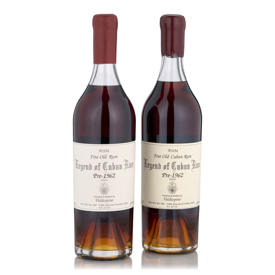 Valdespino Legend of Cuba Rum Pre-1962 (2 bottles, 700ml): Valdespino Legend of Cuba Rum Pre-1962 (2 bottles, 700ml) Region: Cuba Alcohol content: 45% Notes: Valdespino, bottled for the Japanese market Footnotes: Rum Lot to be sold without reserve. This lot