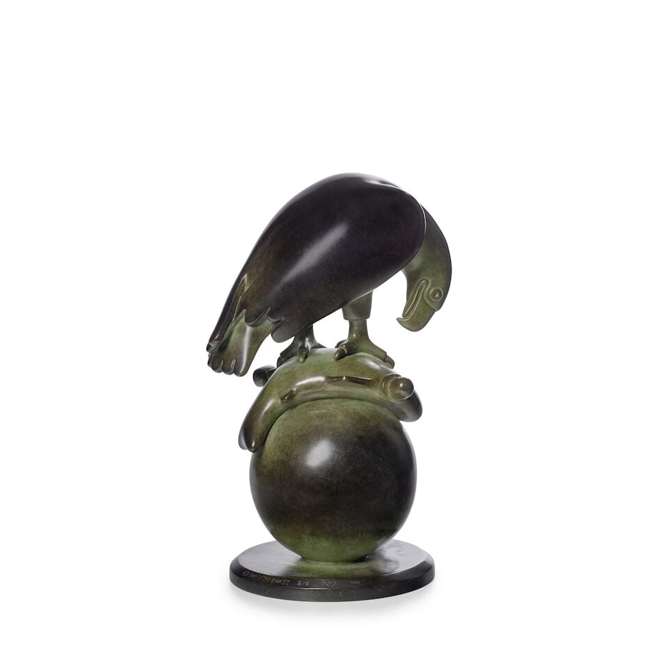 TOM OTTERNESS (B. 1952) Small Taxpayer and Eagle (Head Down) 14 x 9 x 7 1/4 in (35.5 x 22.9 x 1... - 3