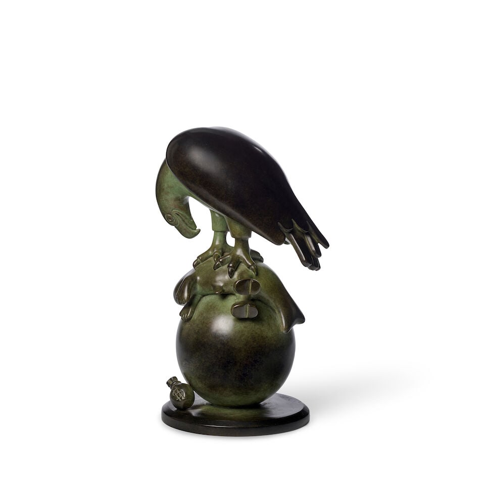 TOM OTTERNESS (B. 1952) Small Taxpayer and Eagle (Head Down) 14 x 9 x 7 1/4 in (35.5 x 22.9 x 1... - 4