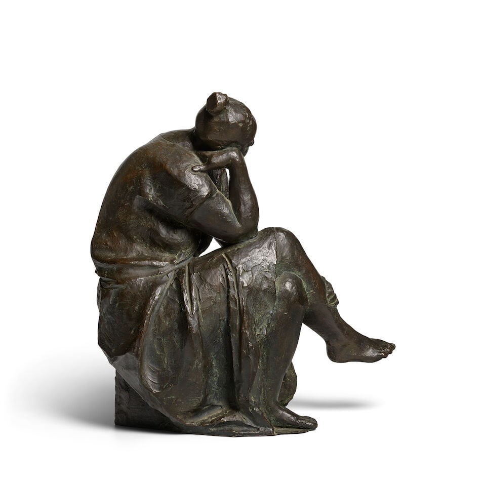 FRANCISCO ZÚÑIGA (1912-1998) Joven descansando 17 1/16 x 8 11/16 x 15 1/16 in (43.3 x ... - 2