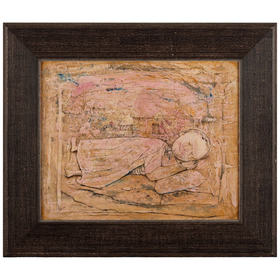 EDUARDO ABELA (1892-1966) El niño dormido 16 x 19 7/8 in (40.6 x 50.4 cm) (Painted in 1955) - 2