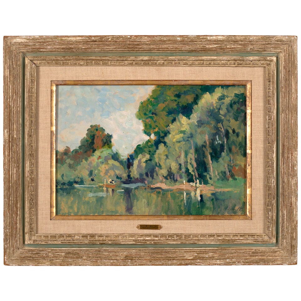 MAXIMILIEN LUCE (1858-1941) La Marne à Quiquangrogne 9 15/16 x 14 1/2 in (25.3 x 36.8 cm) (... - 3