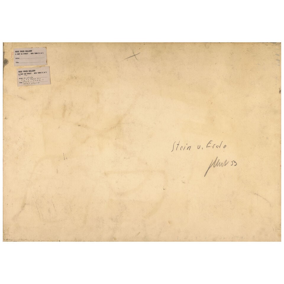 FRITZ WINTER (1905-1976) Stein v. Erde 19 7/8 x 27 1/2 in (50.5 x 69.7 cm) (Executed in 1953) - 2