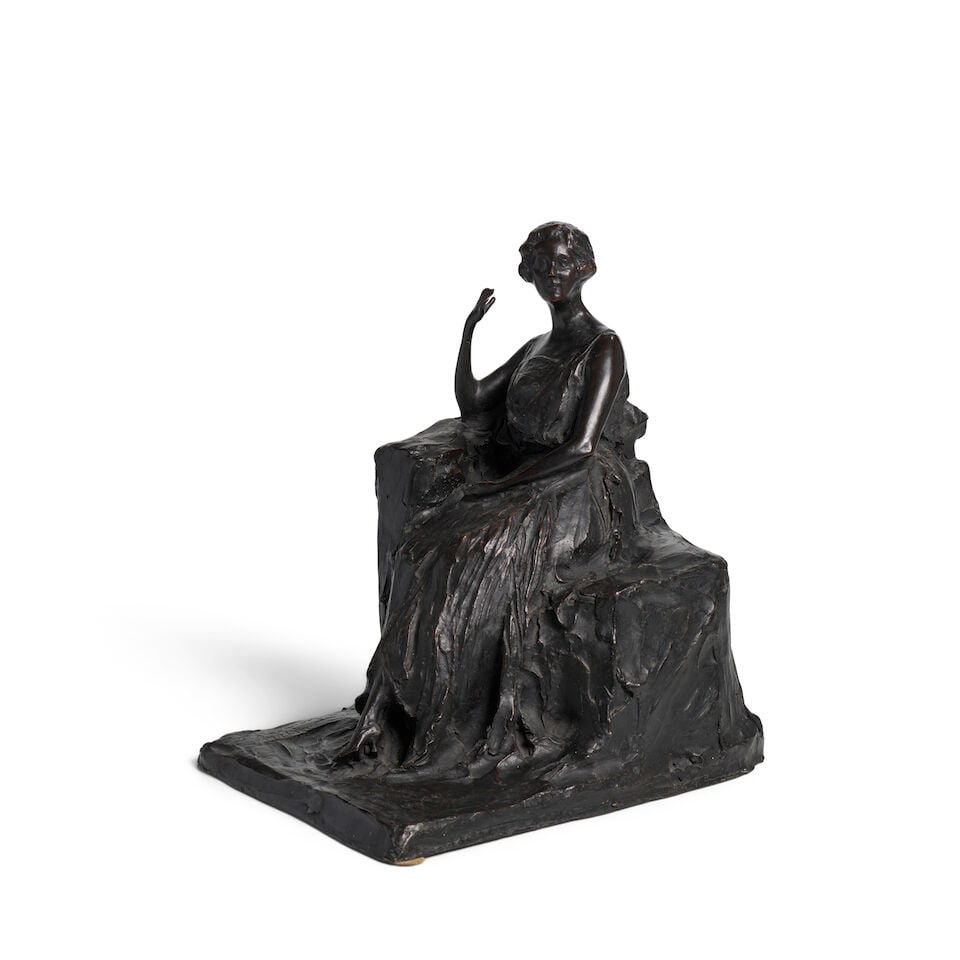 PAUL TROUBETZKOY (1866-1938) The Lady 13 5/8 x 10 1/8 x 12 3/16 in (34.6 x 25.7 x 31 cm) (Concei...: PAUL TROUBETZKOY (1866-1938) The Lady signed and dated 'Paul Troubetzkoy 1922' (on the top of the base) bronze with dark brown patina 13 5/8 x 10 1/8 x 12 3/16 in (34.6 x 25.7 x 31 cm) Conceived in
