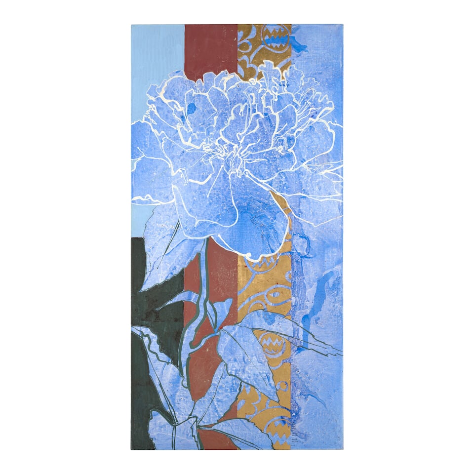 ROBERT KUSHNER (B. 1949) One White Peony Caught by a Spring Breeze 71 7/8 x 35 3/4 in (182.5 x 9... (1 of 2)